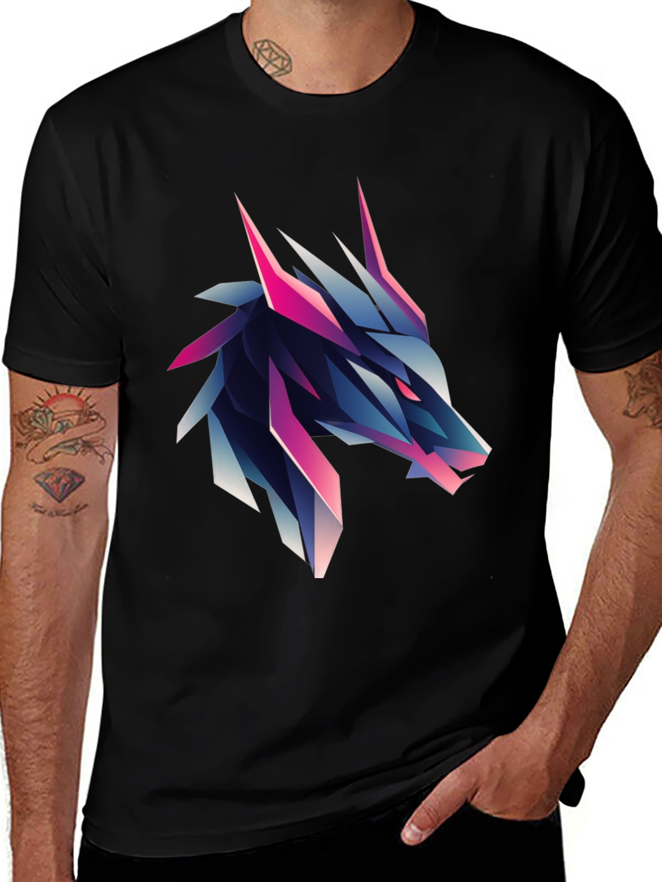 Geometric Wolf Graphic Tee - Bold & Modern