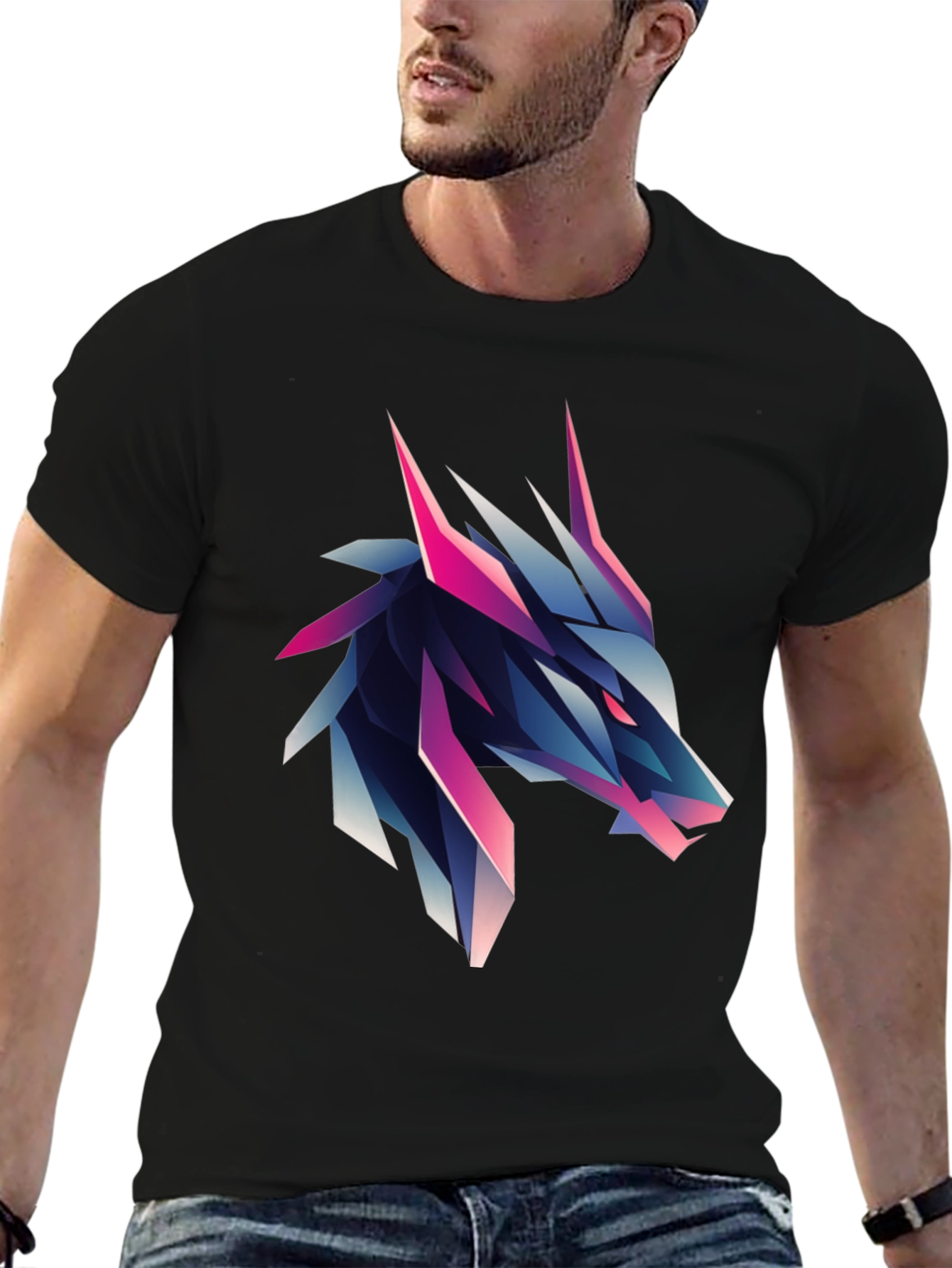 Geometric Wolf Graphic Tee - Bold & Modern