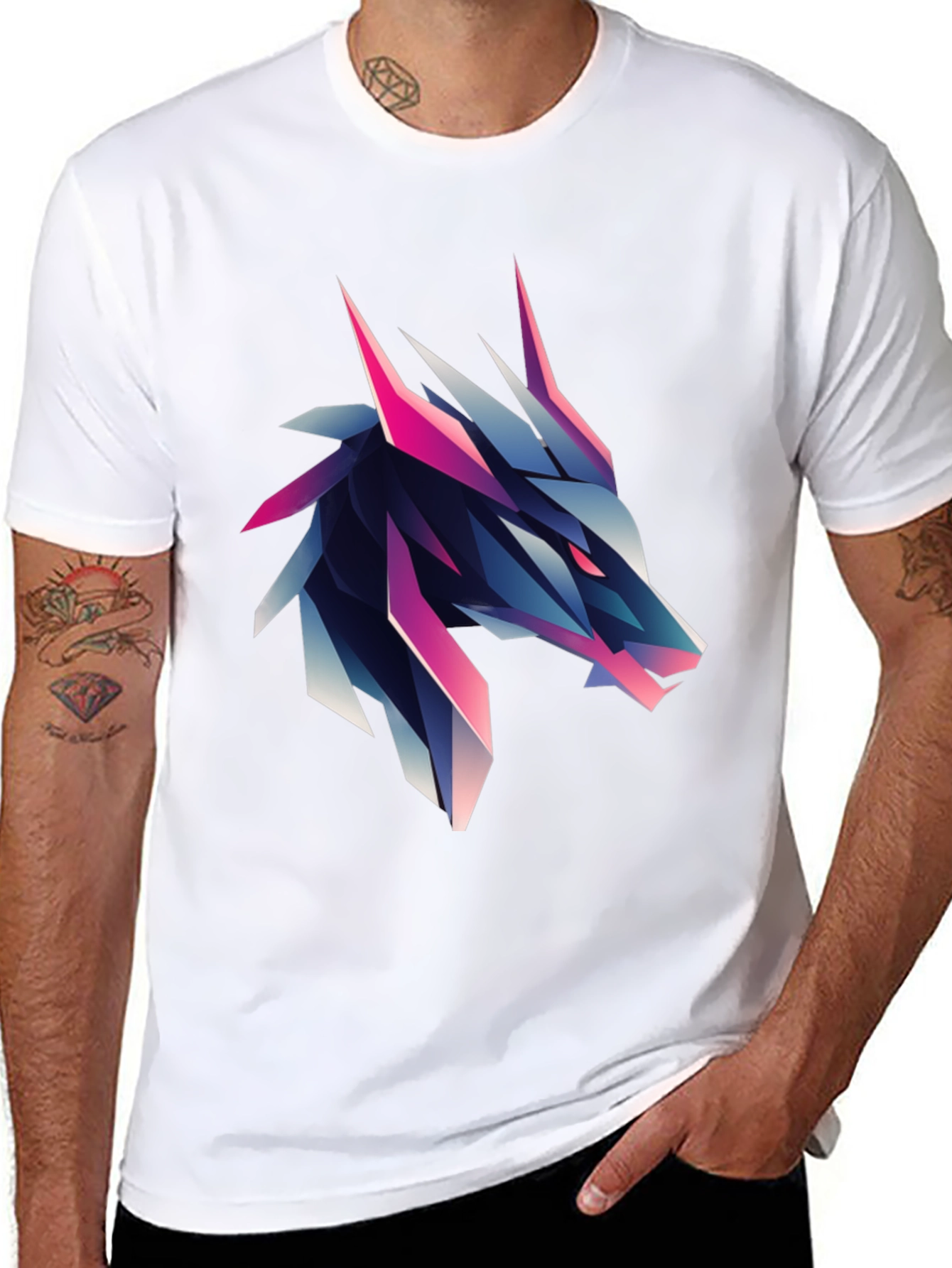 Geometric Wolf Graphic Tee - Bold & Modern