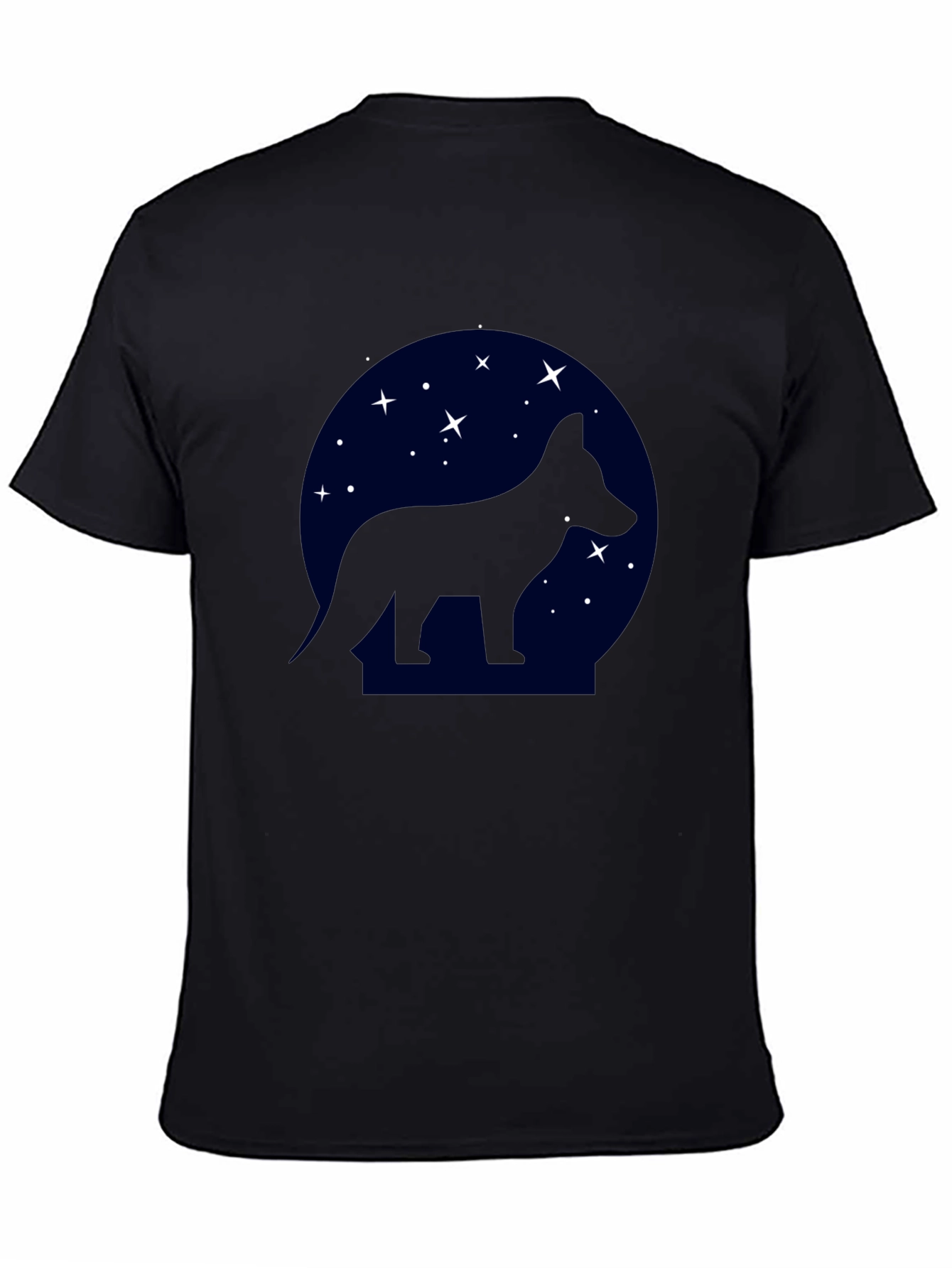 Starry Night Dog Silhouette Black T-Shirt