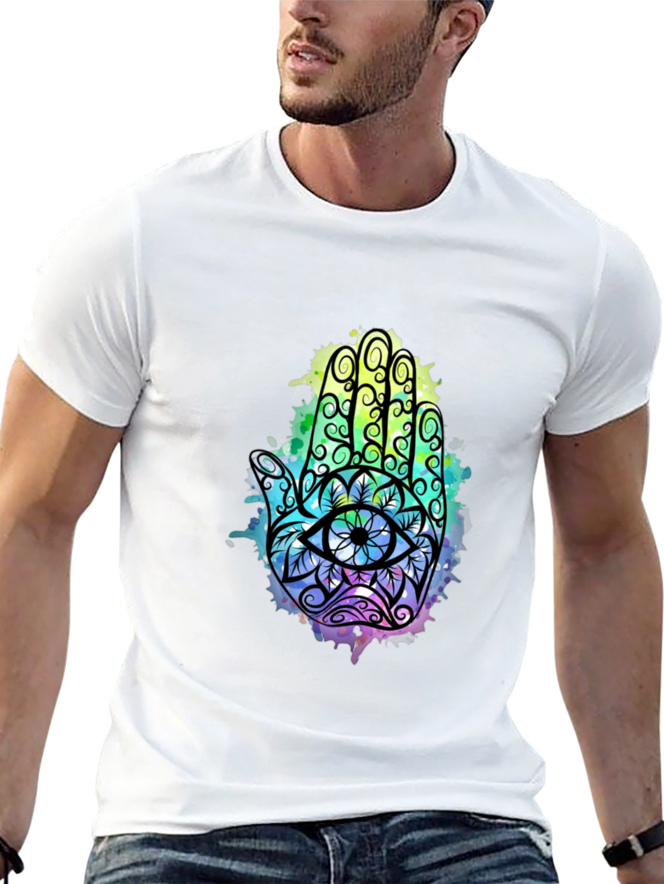 Hamsa Hand Graphic Tee - Spiritual Eye Design