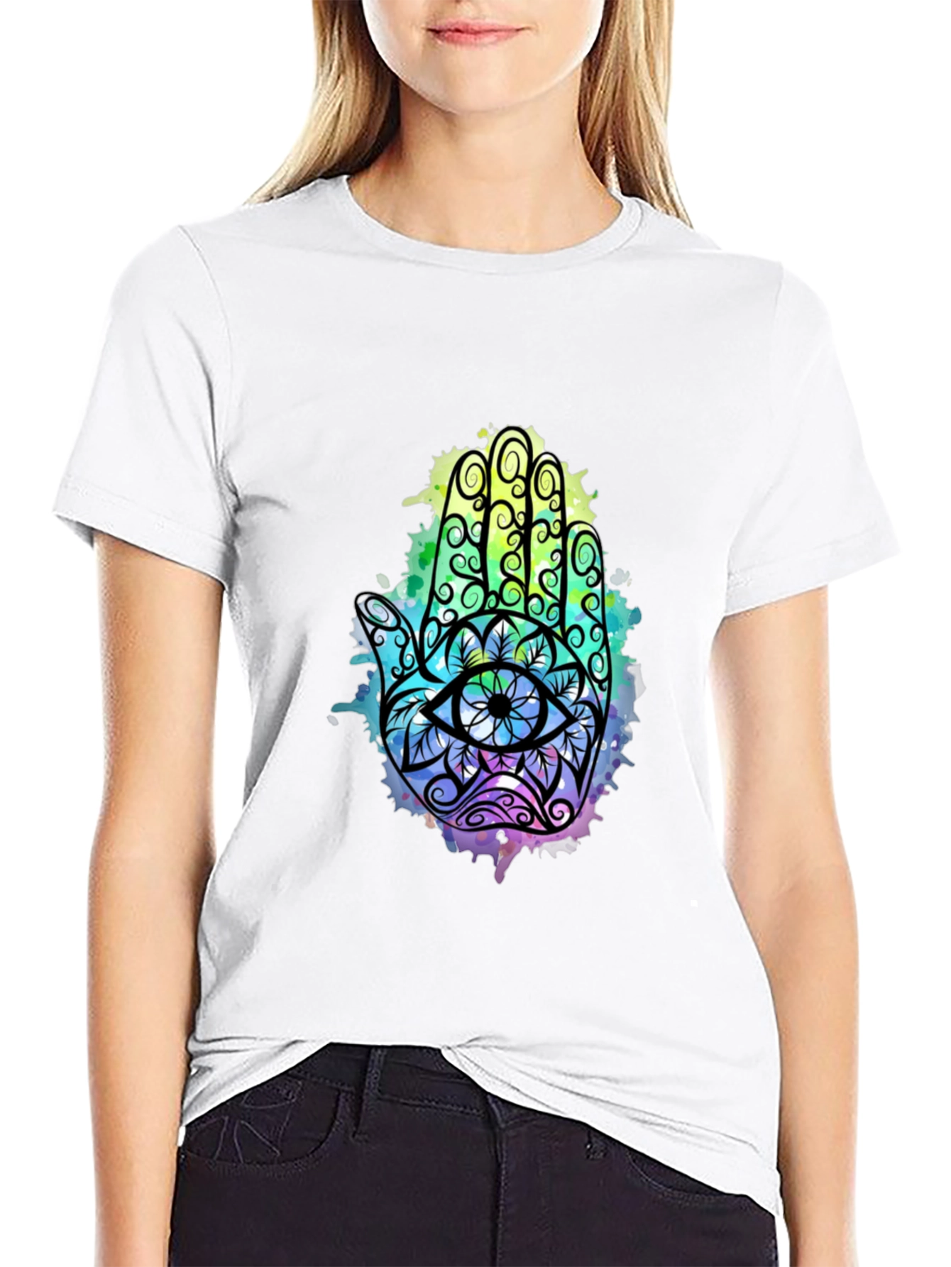 Hamsa Hand Graphic Tee - Spiritual Eye Design