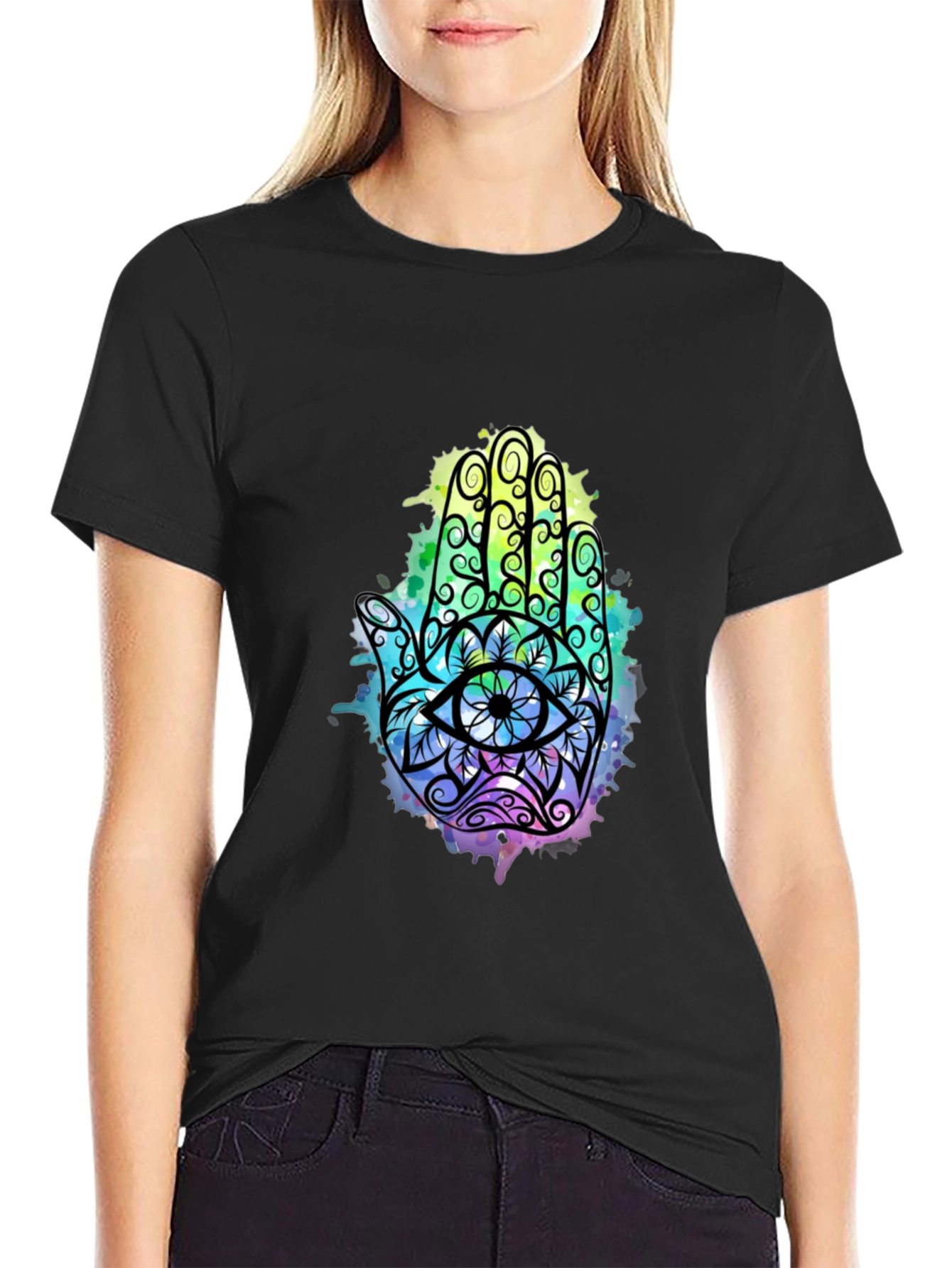 Hamsa Hand Graphic Tee - Spiritual Eye Design