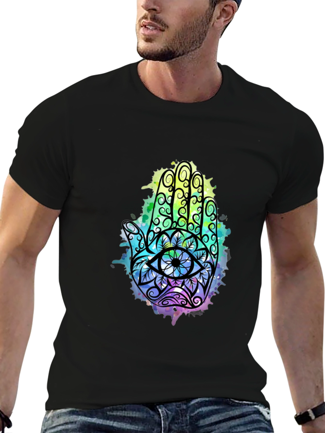 Hamsa Hand Graphic Tee - Spiritual Eye Design