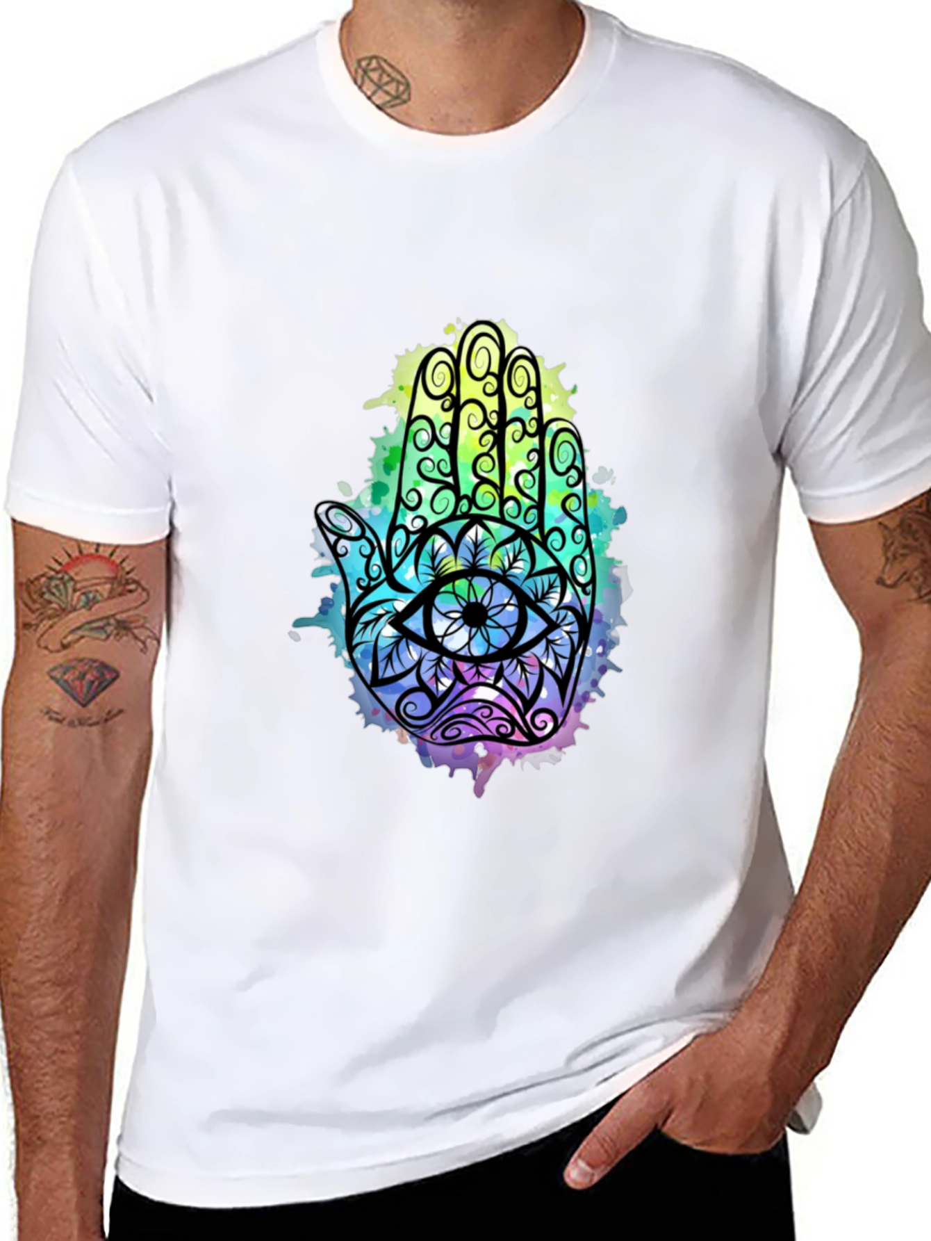 Hamsa Hand Graphic Tee - Spiritual Eye Design