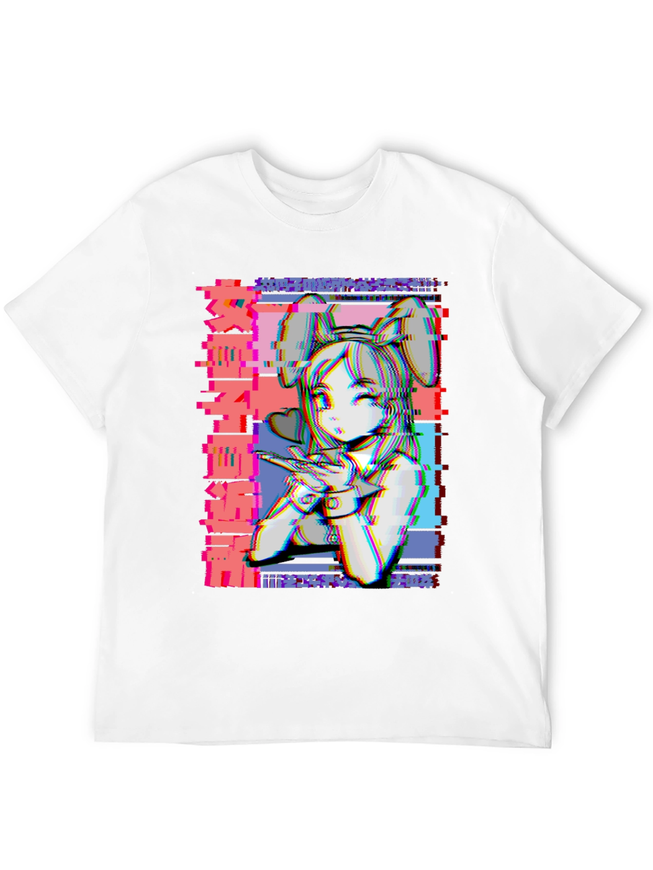 Anime Girl Glitch Style Graphic T-Shirt