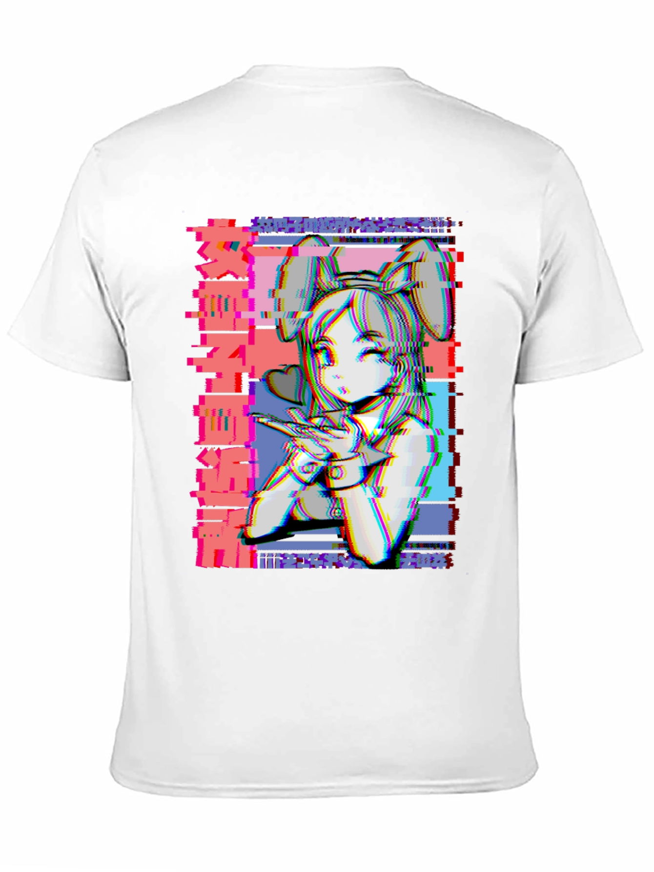 Anime Girl Glitch Style Graphic T-Shirt