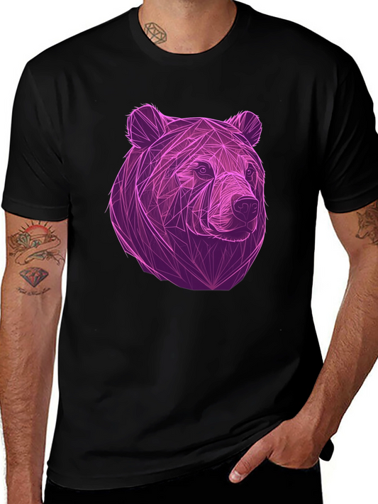 Geometric Bear Graphic Tee - Cool Mens Black T-Shirt