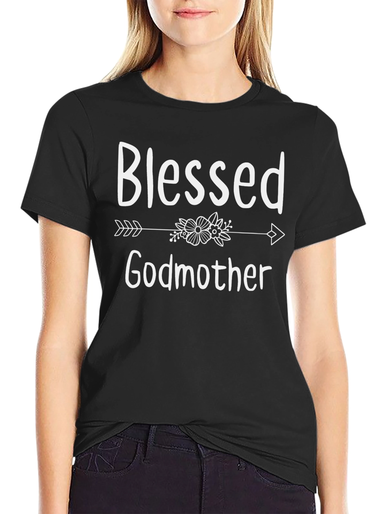 Blessed Godmother Graphic Tee - Black