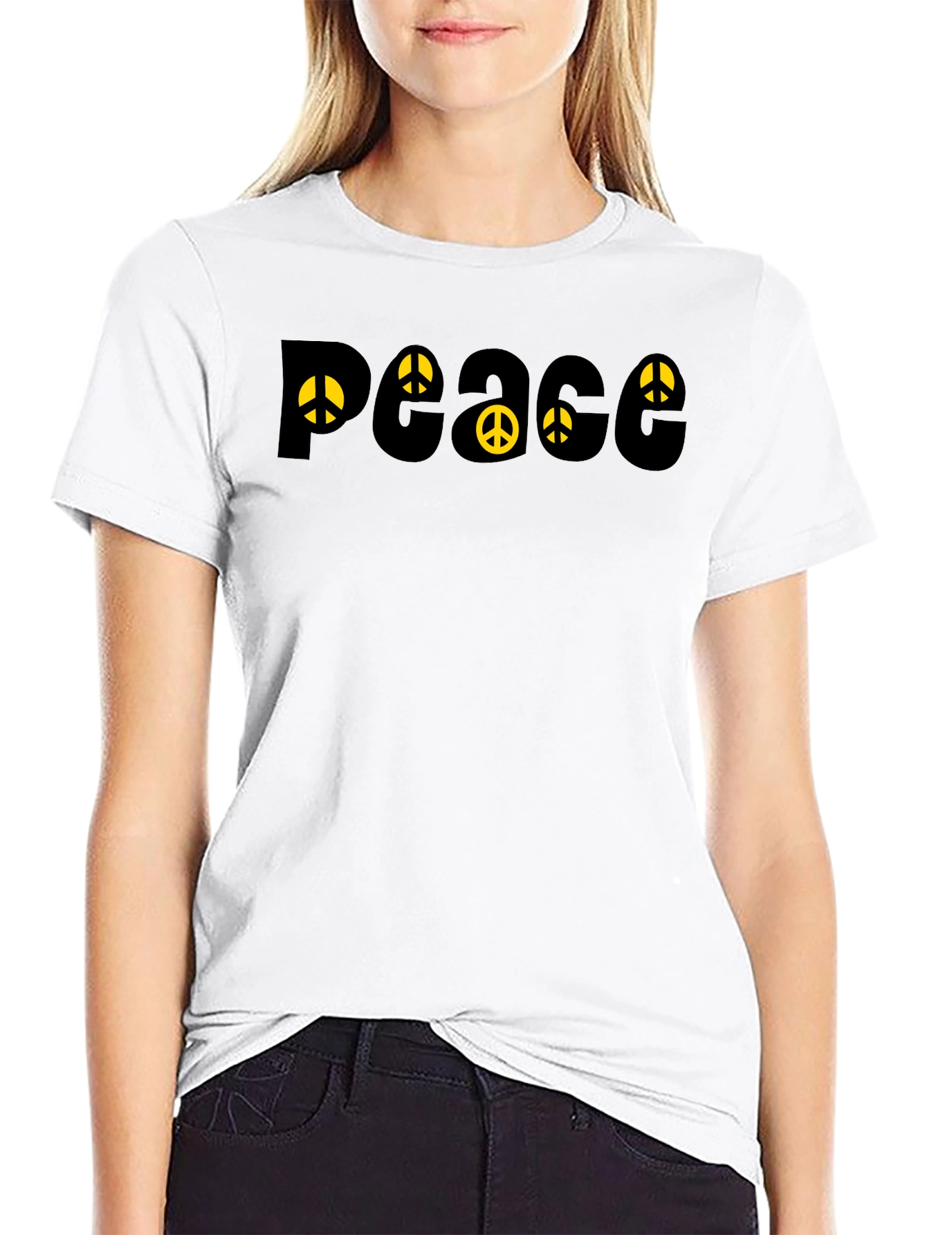 Peace Sign T-Shirt - Black Cotton Graphic Tee