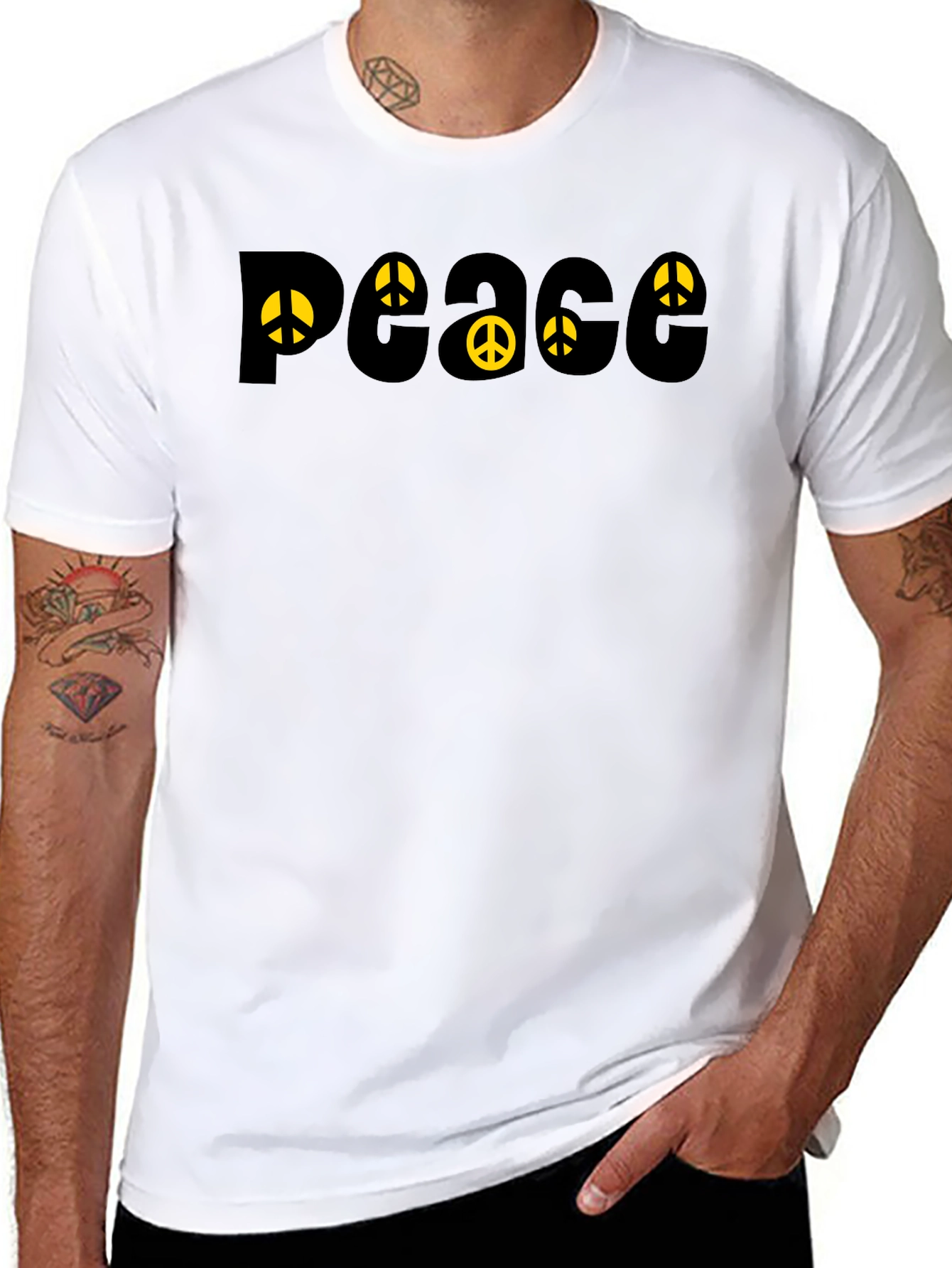 Peace Sign T-Shirt - Black Cotton Graphic Tee