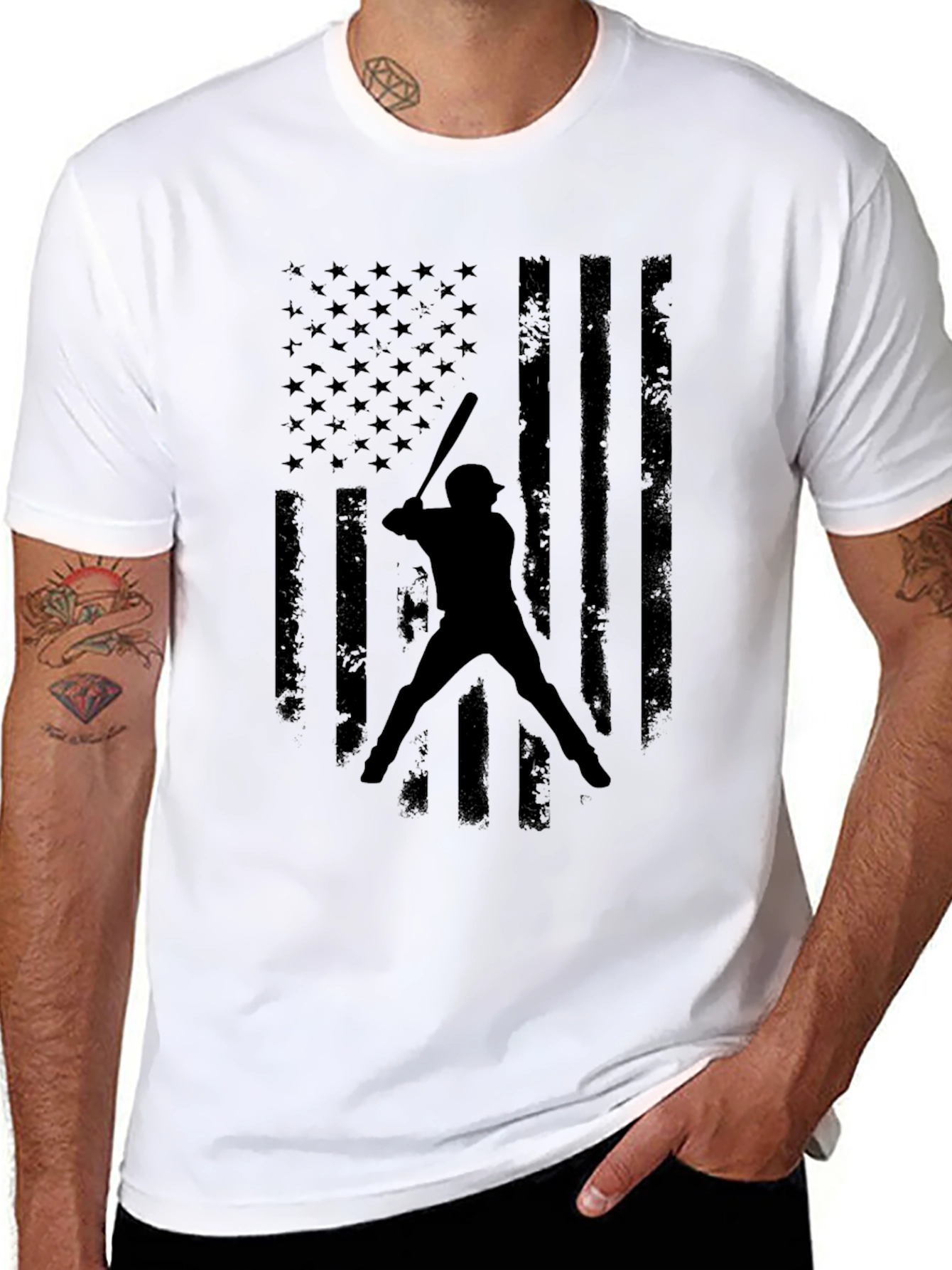 American Flag Baseball Graphic T-Shirt