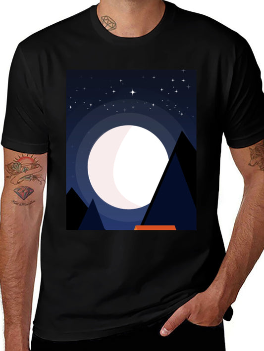 Night Sky Moon Graphic Tee - Mens Black T-Shirt