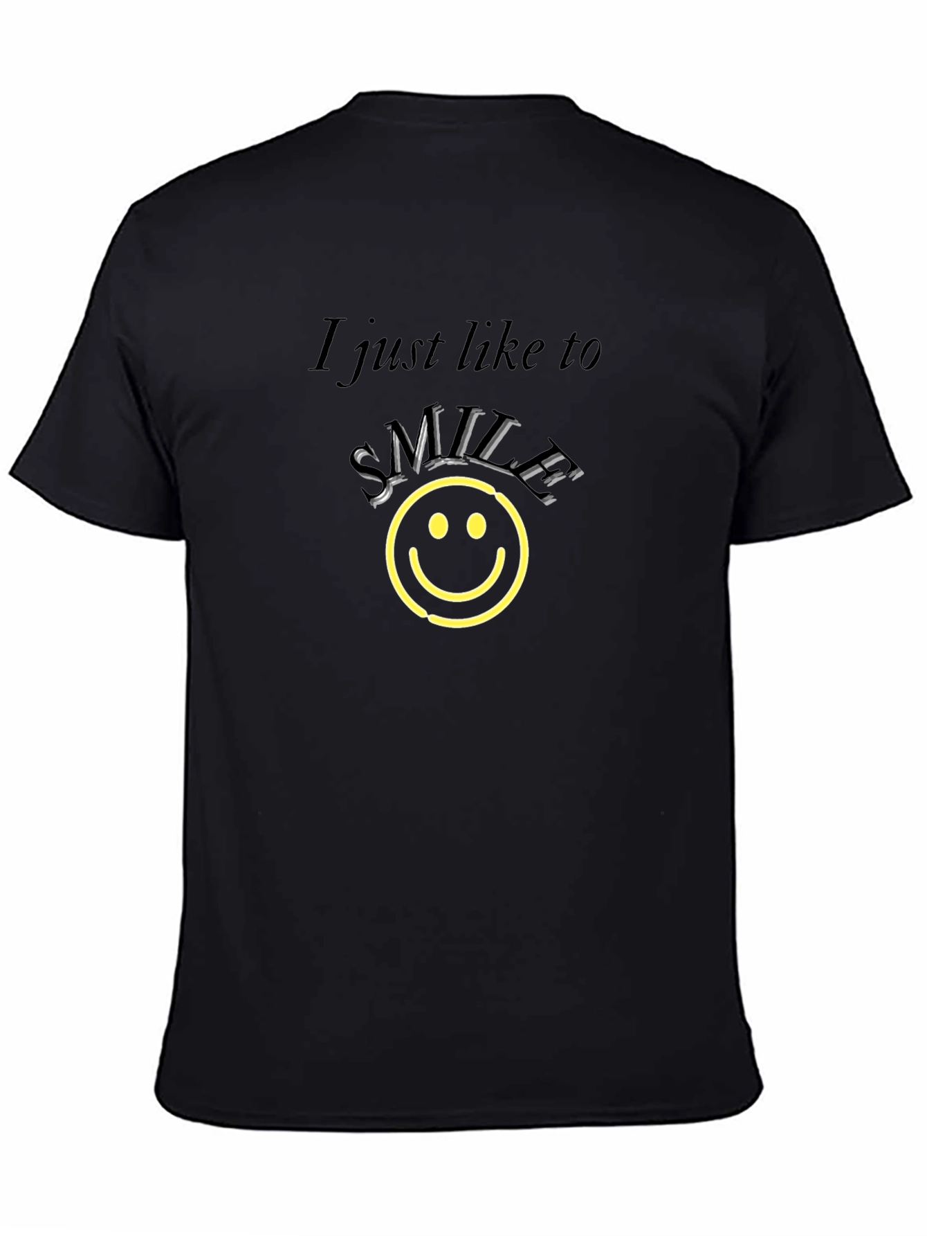 Smile Graphic Tee - Black Cotton Comfort