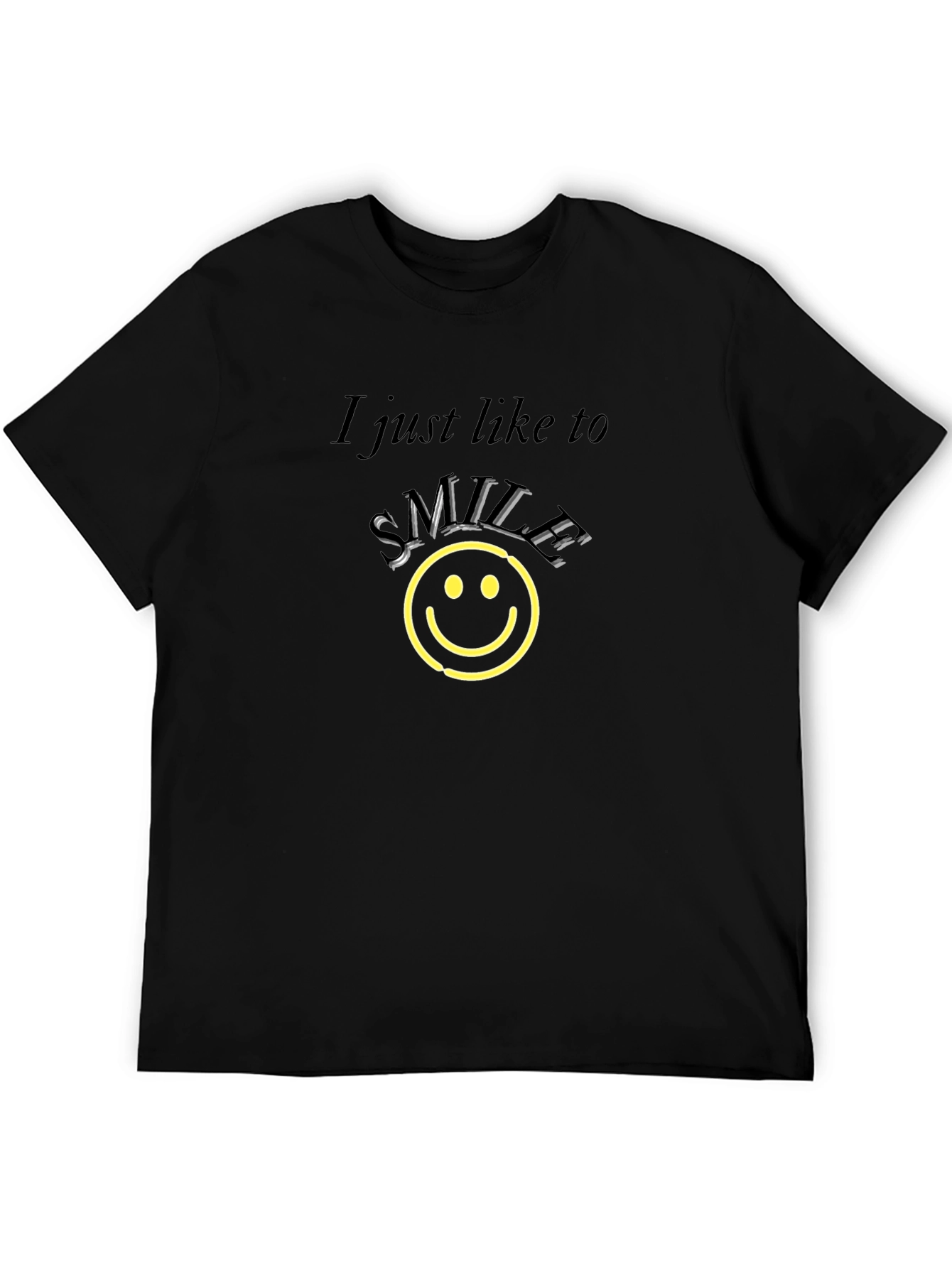Smile Graphic Tee - Black Cotton Comfort