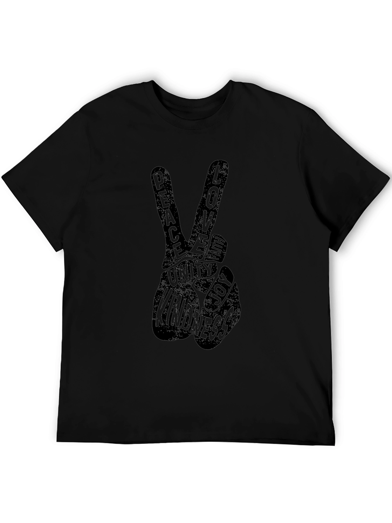 Peace Love Unity Kindness Black Graphic T-Shirt