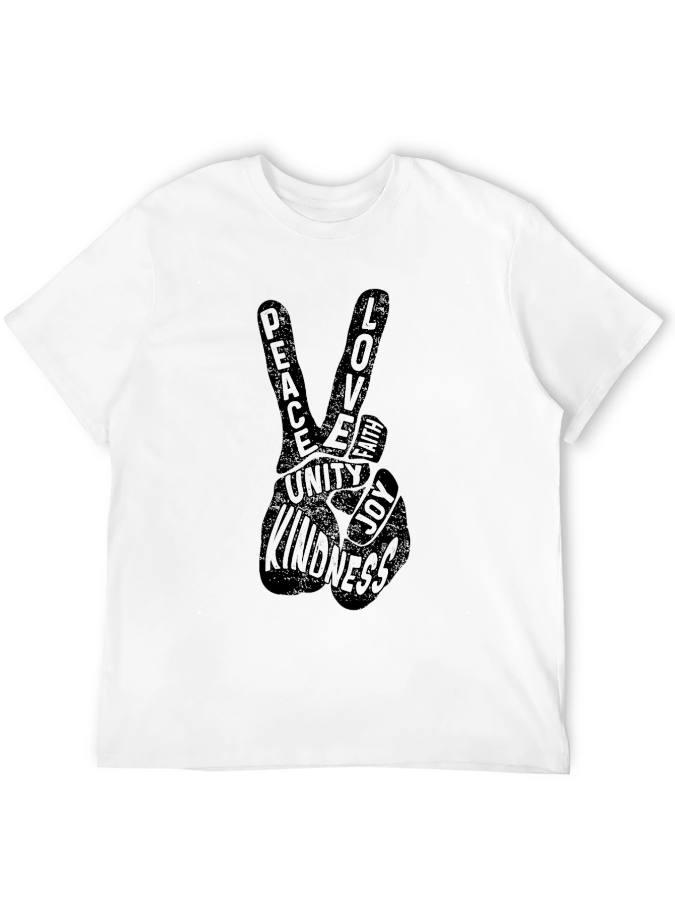 Peace Love Unity Kindness Black Graphic T-Shirt