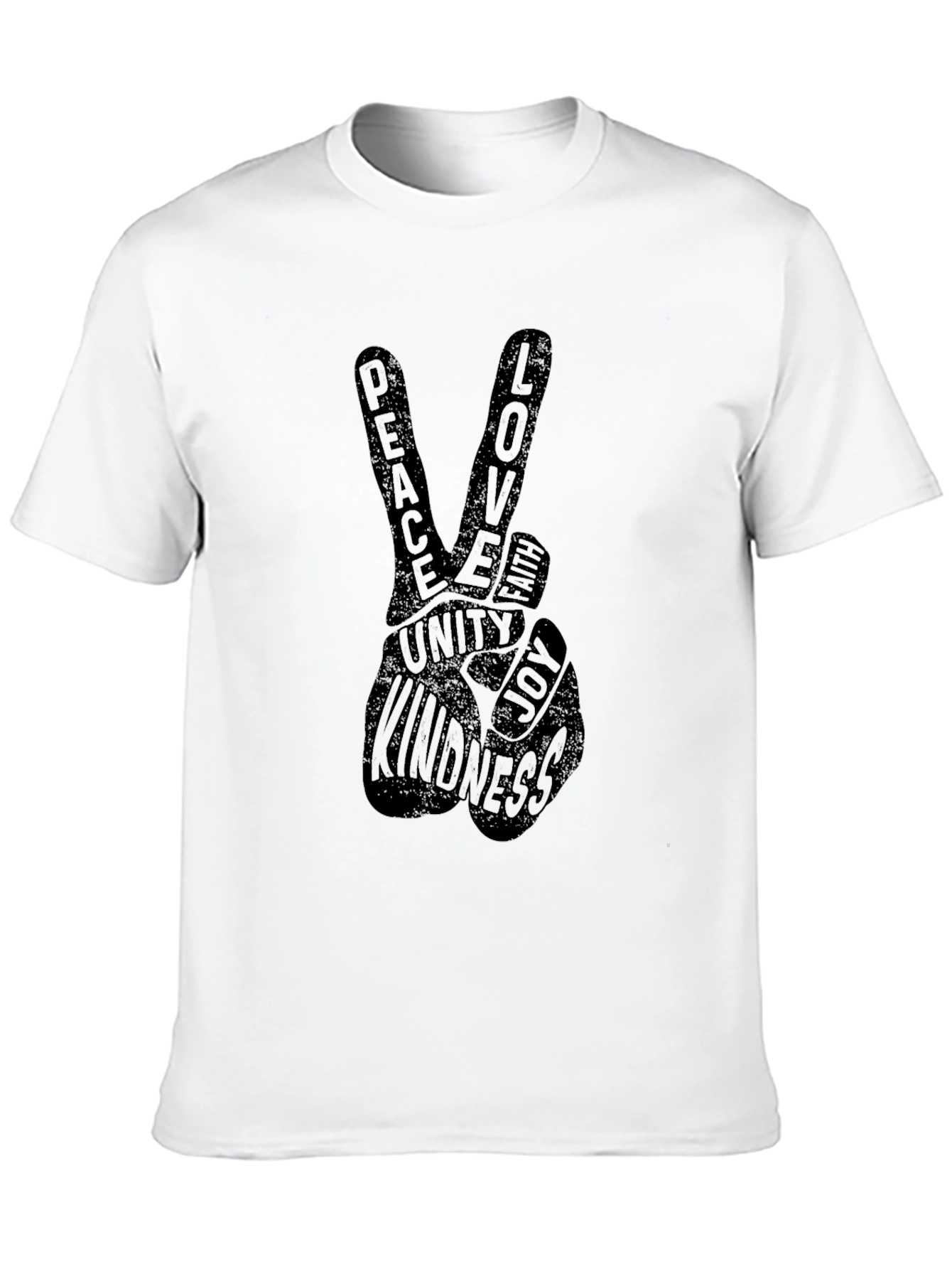 Peace Love Unity Kindness Black Graphic T-Shirt