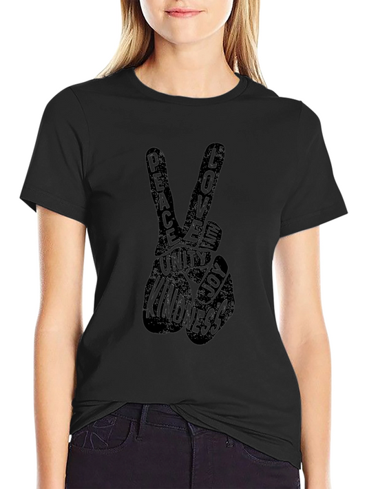 Peace Love Unity Kindness Black Graphic T-Shirt