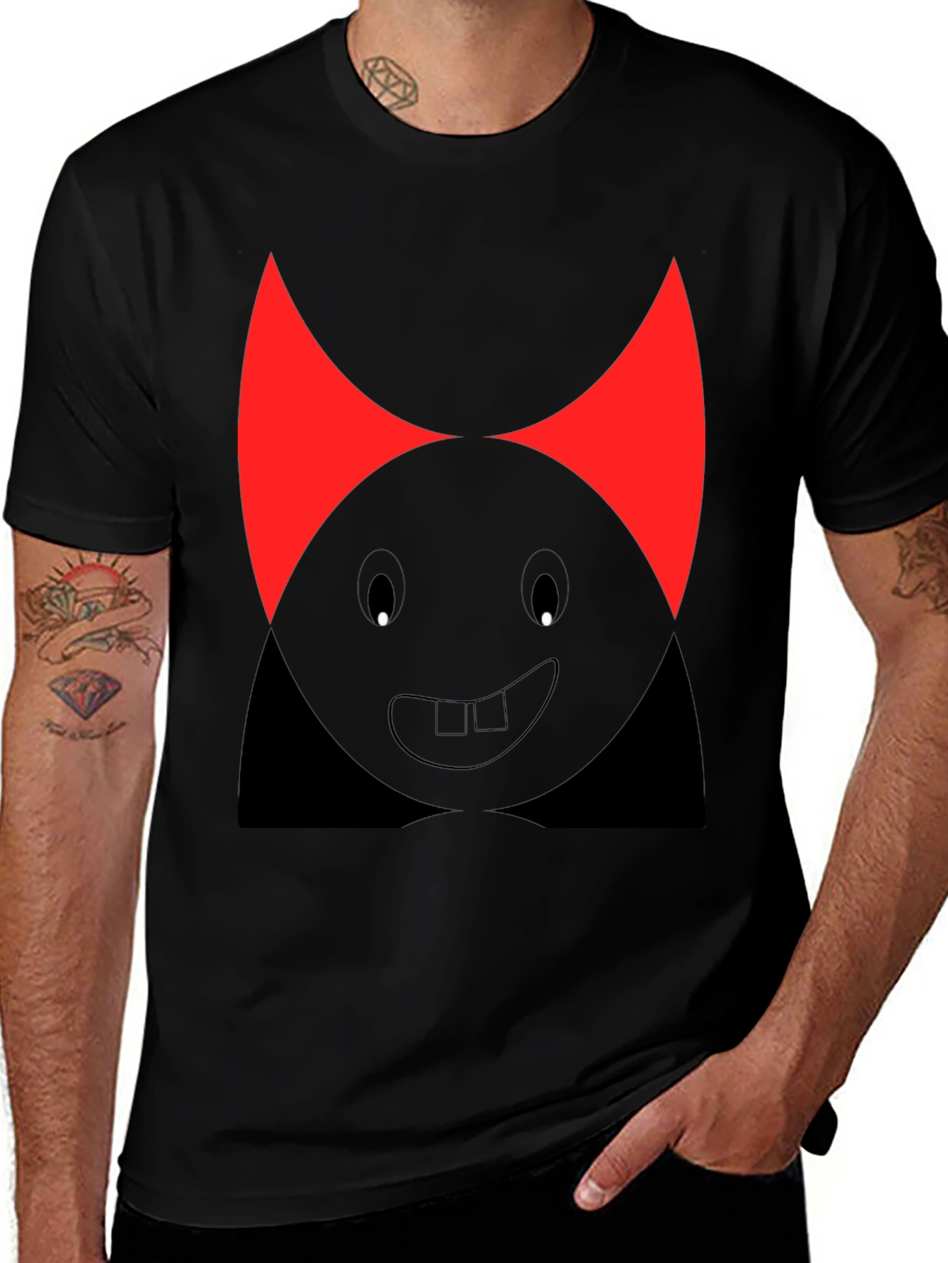 Funny Devil Cartoon T-Shirt - Black