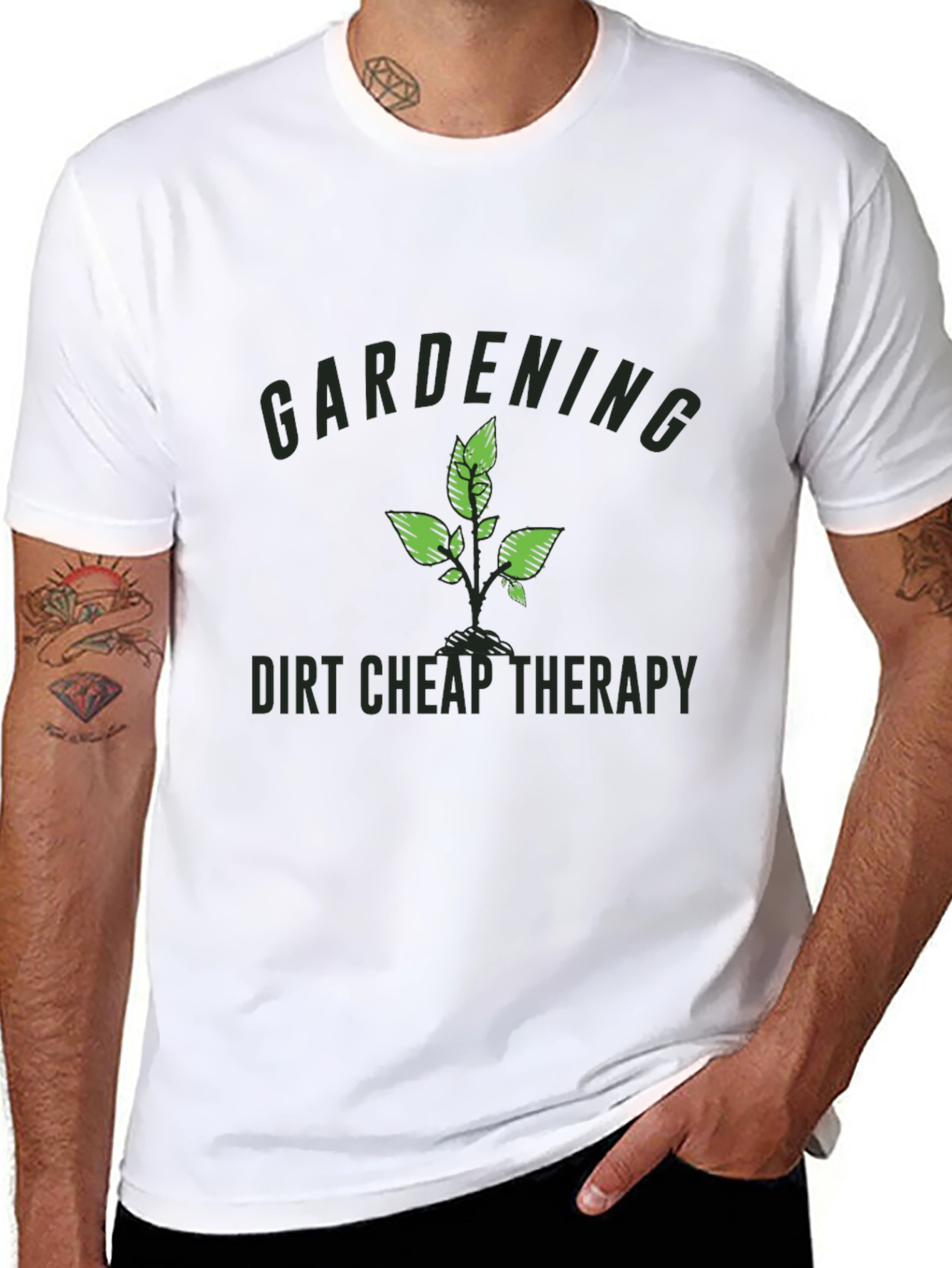 Gardening - Dirt Cheap Therapy Black T-Shirt