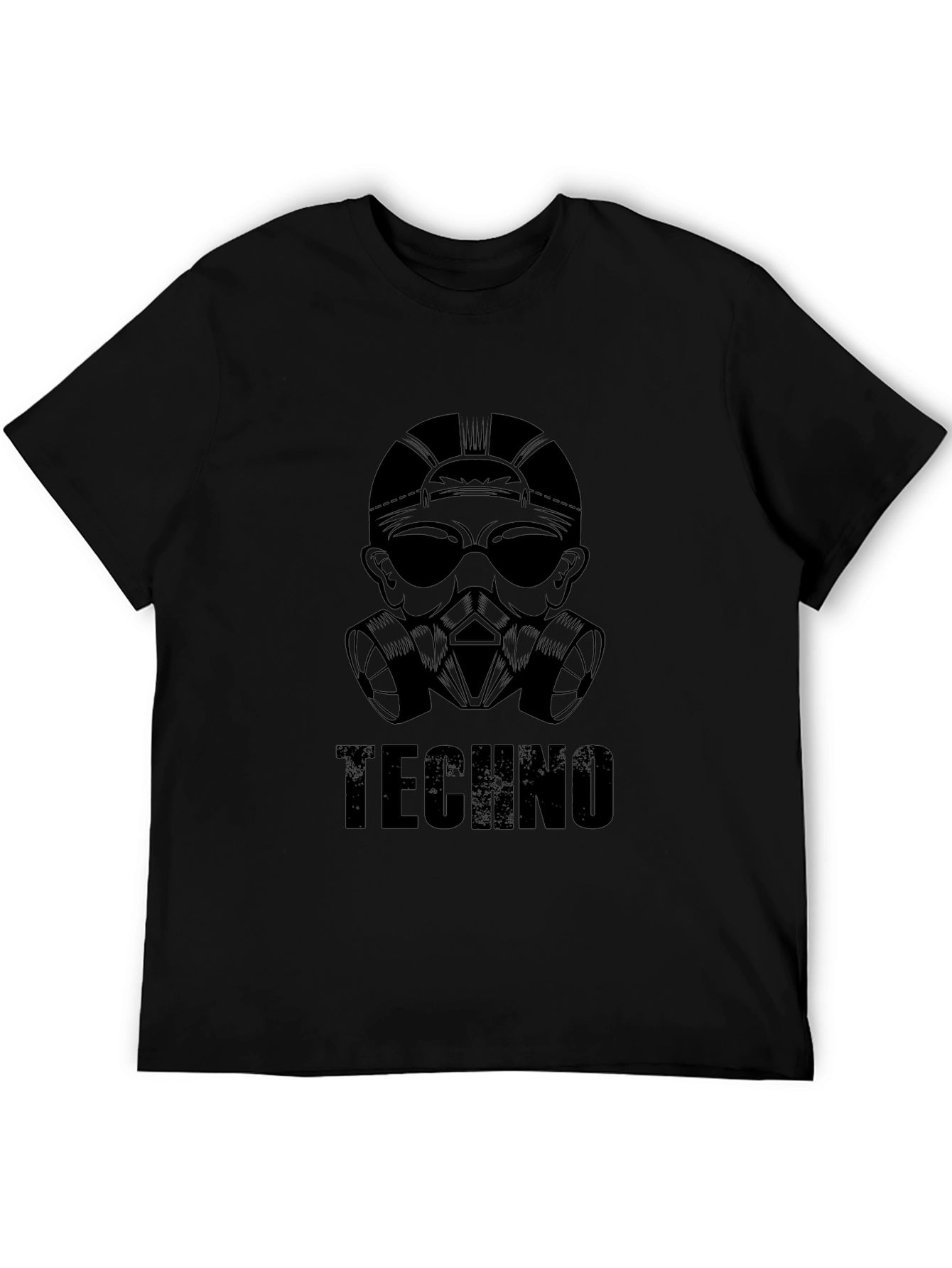 Techno Gas Mask Graphic T-Shirt - Black Cotton Tee