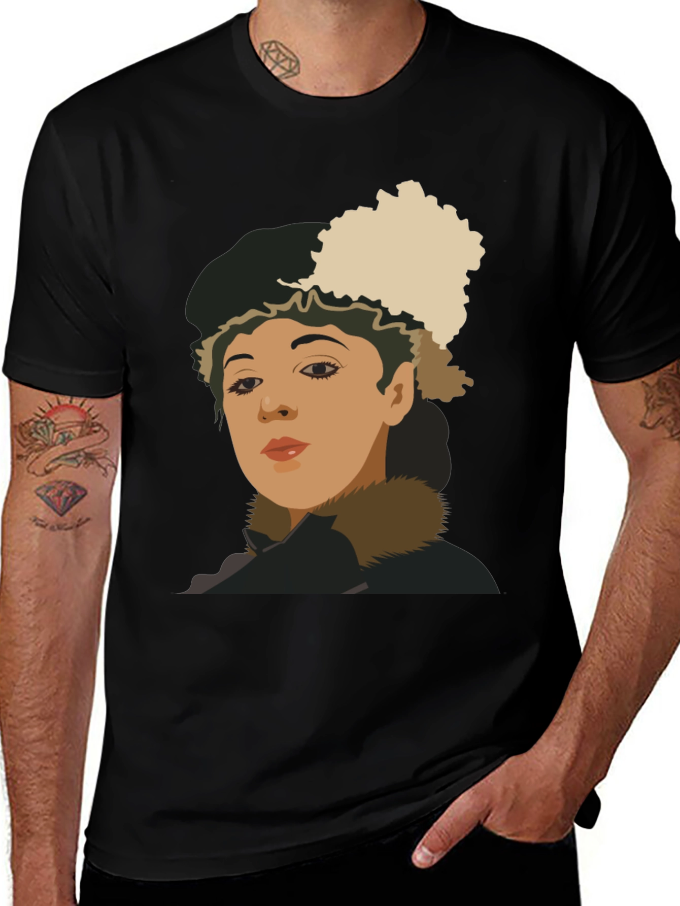Retro Portrait Graphic Tee - Unisex Black T-Shirt