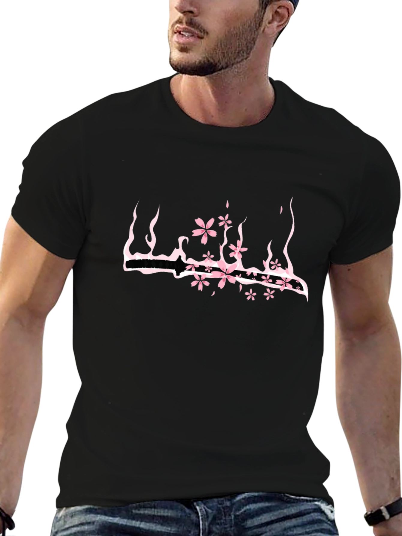 Floral Katana Black T-Shirt