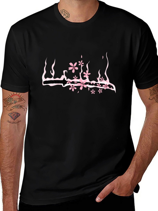 Floral Katana Black T-Shirt