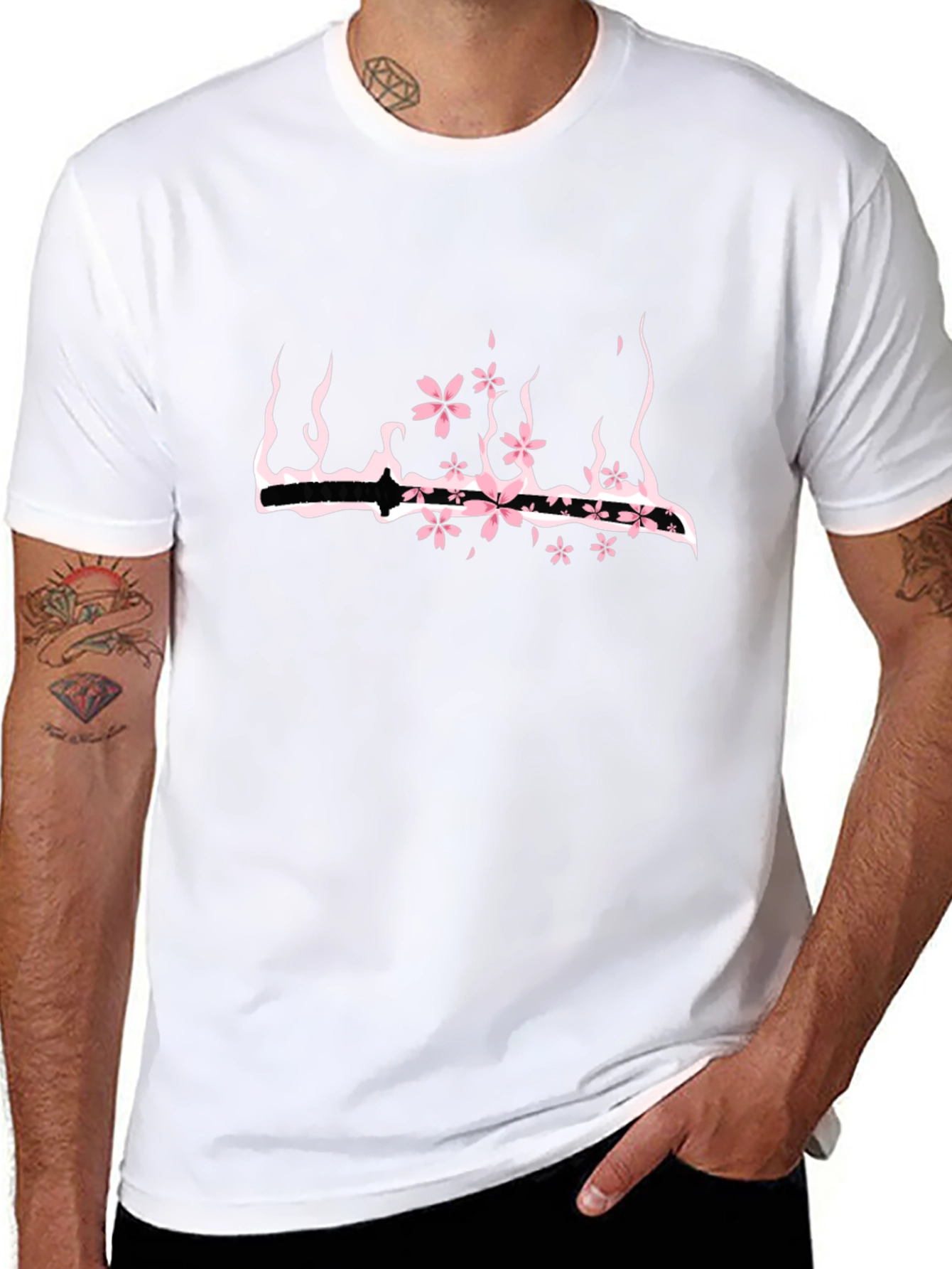 Floral Katana Black T-Shirt