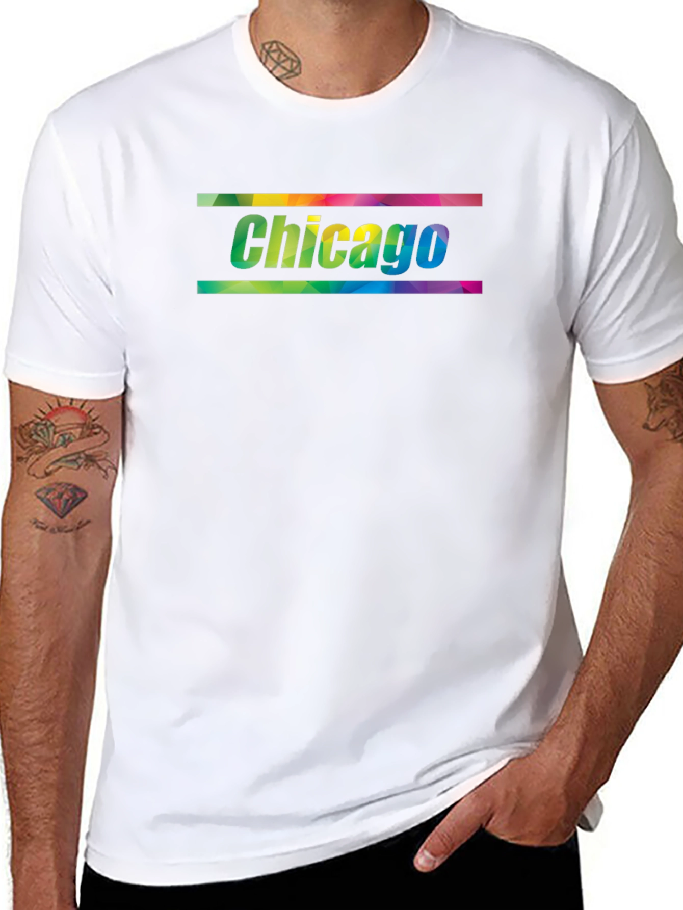 Chicago Rainbow Graphic Black T-Shirt