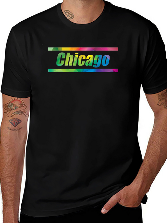 Chicago Rainbow Graphic Black T-Shirt