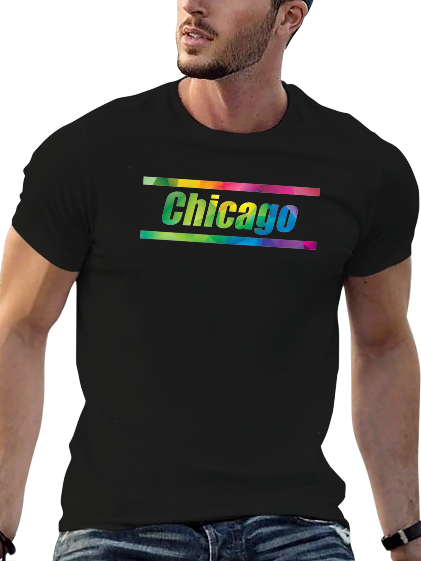 Chicago Rainbow Graphic Black T-Shirt