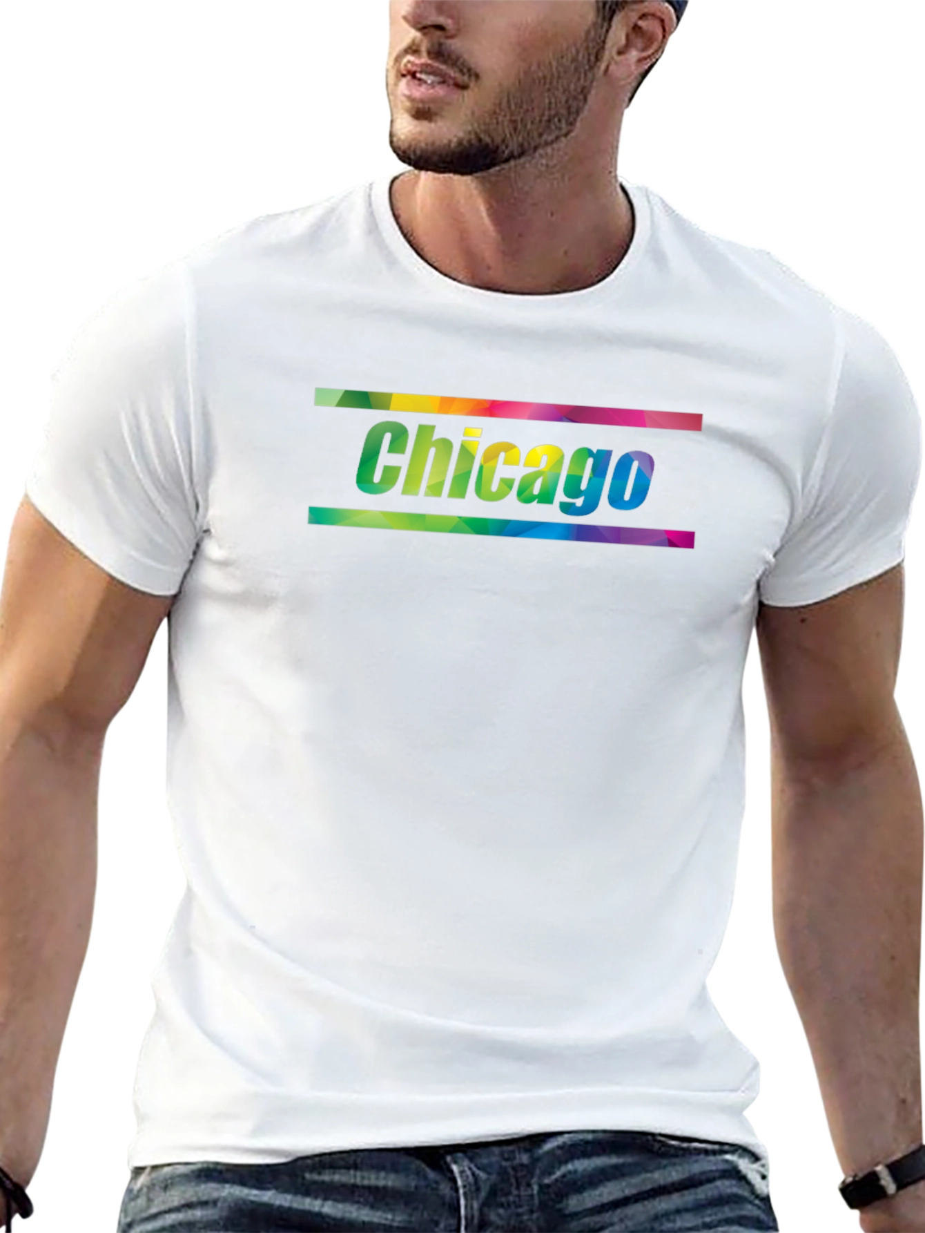 Chicago Rainbow Graphic Black T-Shirt