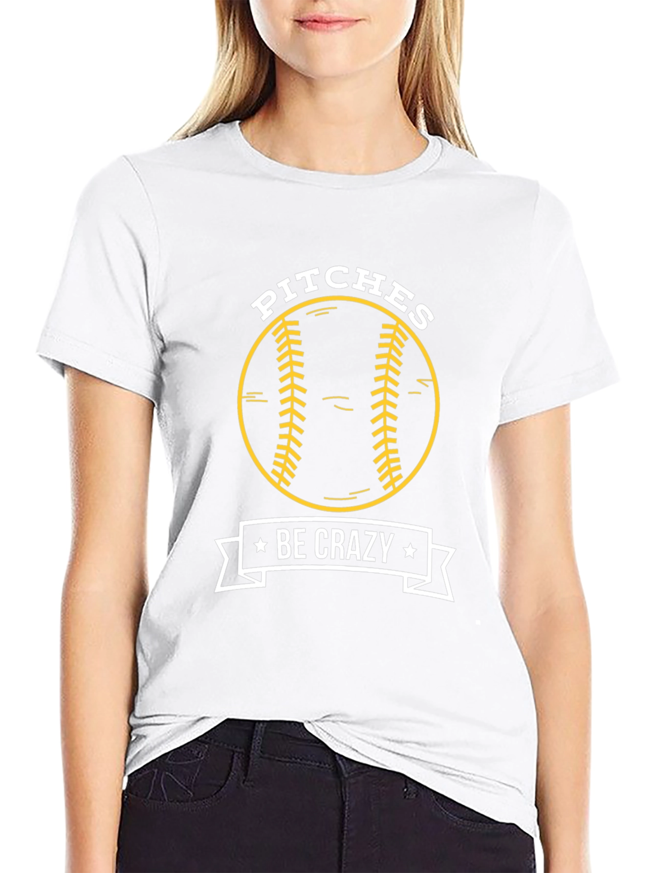 Pitches Be Crazy Baseball Graphic T-Shirt