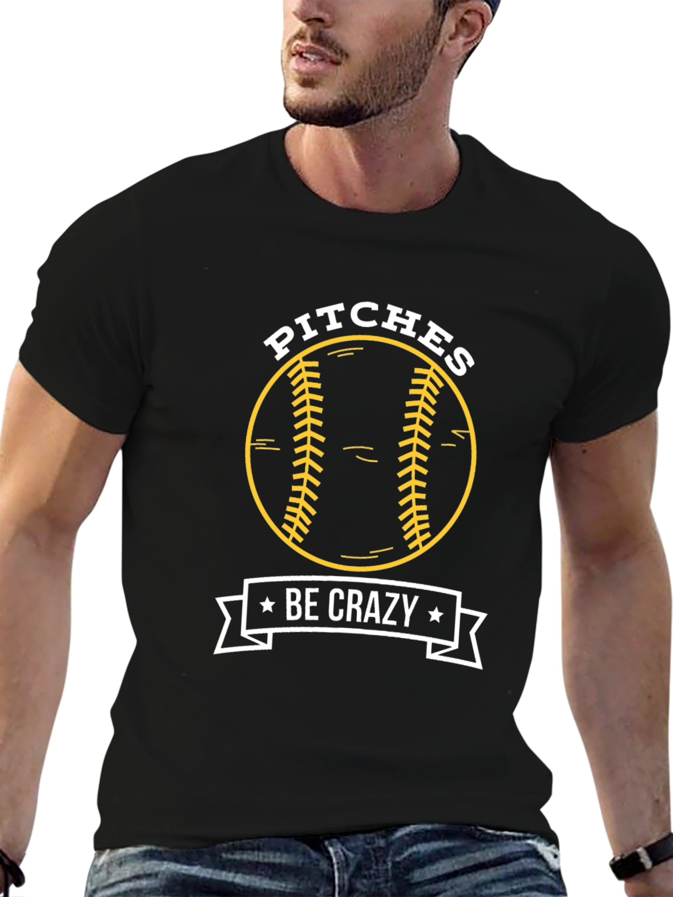 Pitches Be Crazy Baseball Graphic T-Shirt