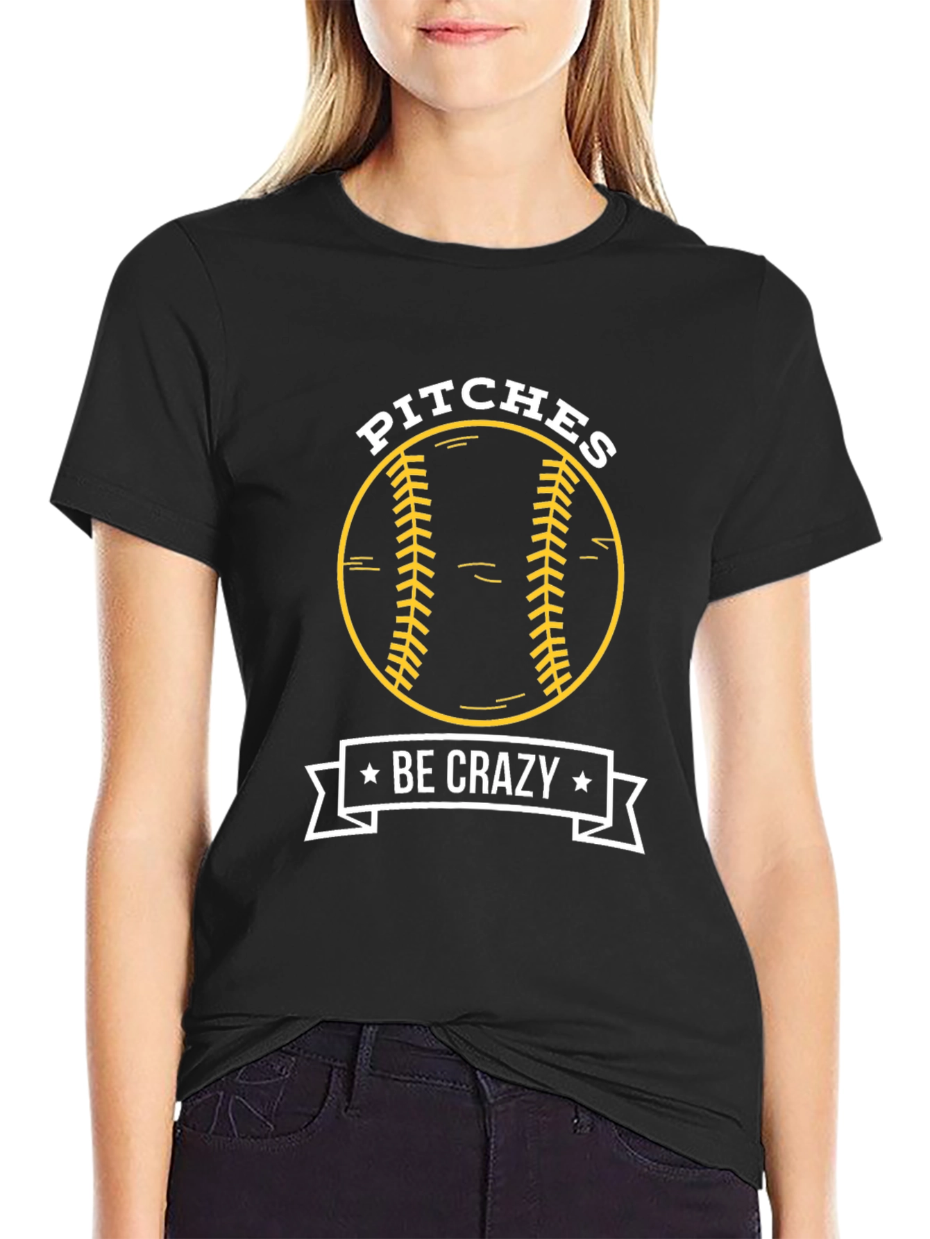 Pitches Be Crazy Baseball Graphic T-Shirt