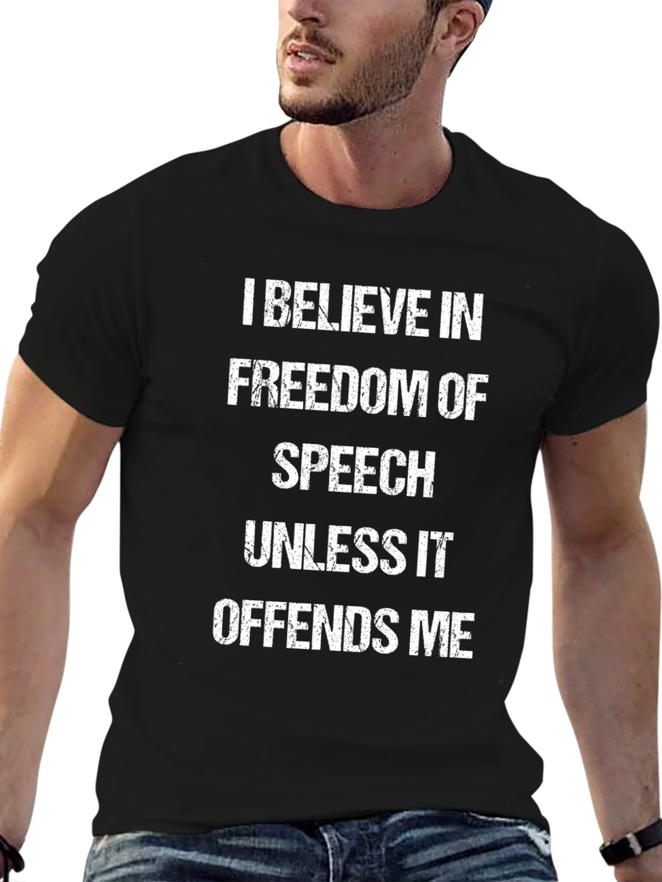 Freedom of Speech Graphic Tee - Black Cotton Blend