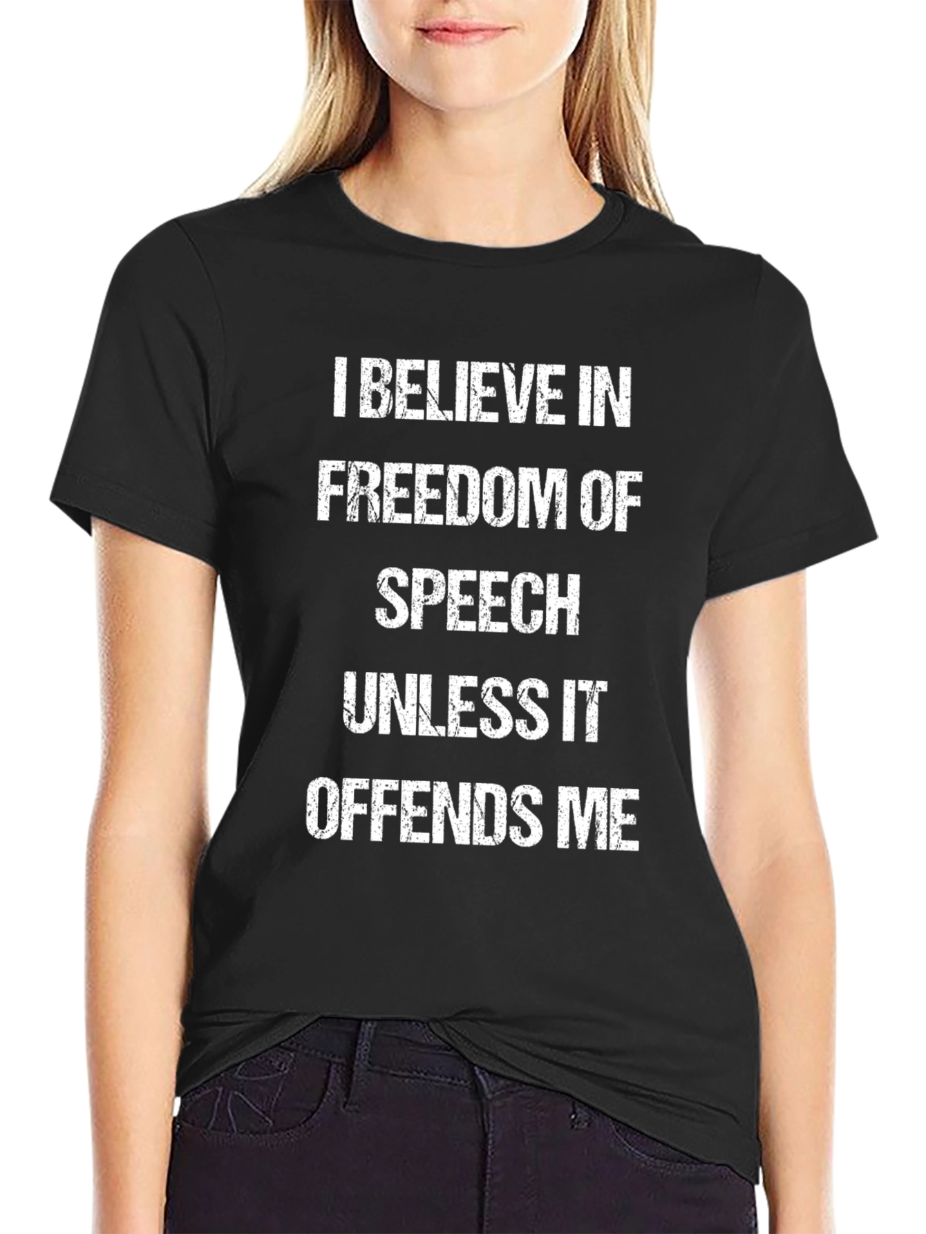 Freedom of Speech Graphic Tee - Black Cotton Blend
