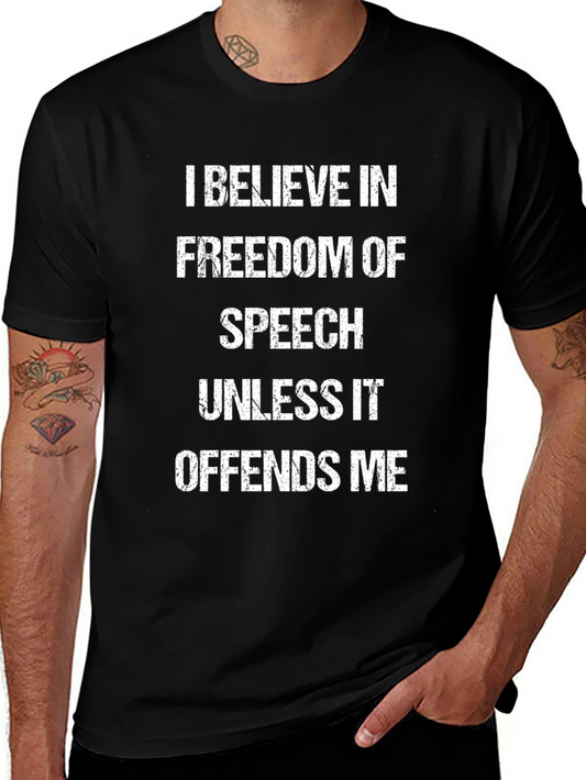 Freedom of Speech Graphic Tee - Black Cotton Blend