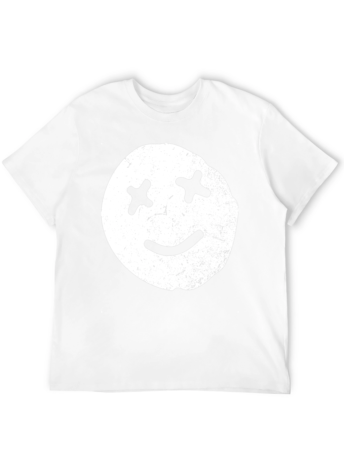 Distressed Smiley Face Graphic Tee - Casual Comfort