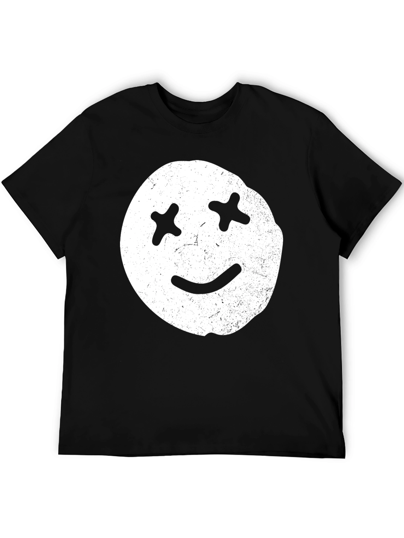 Distressed Smiley Face Graphic Tee - Casual Comfort