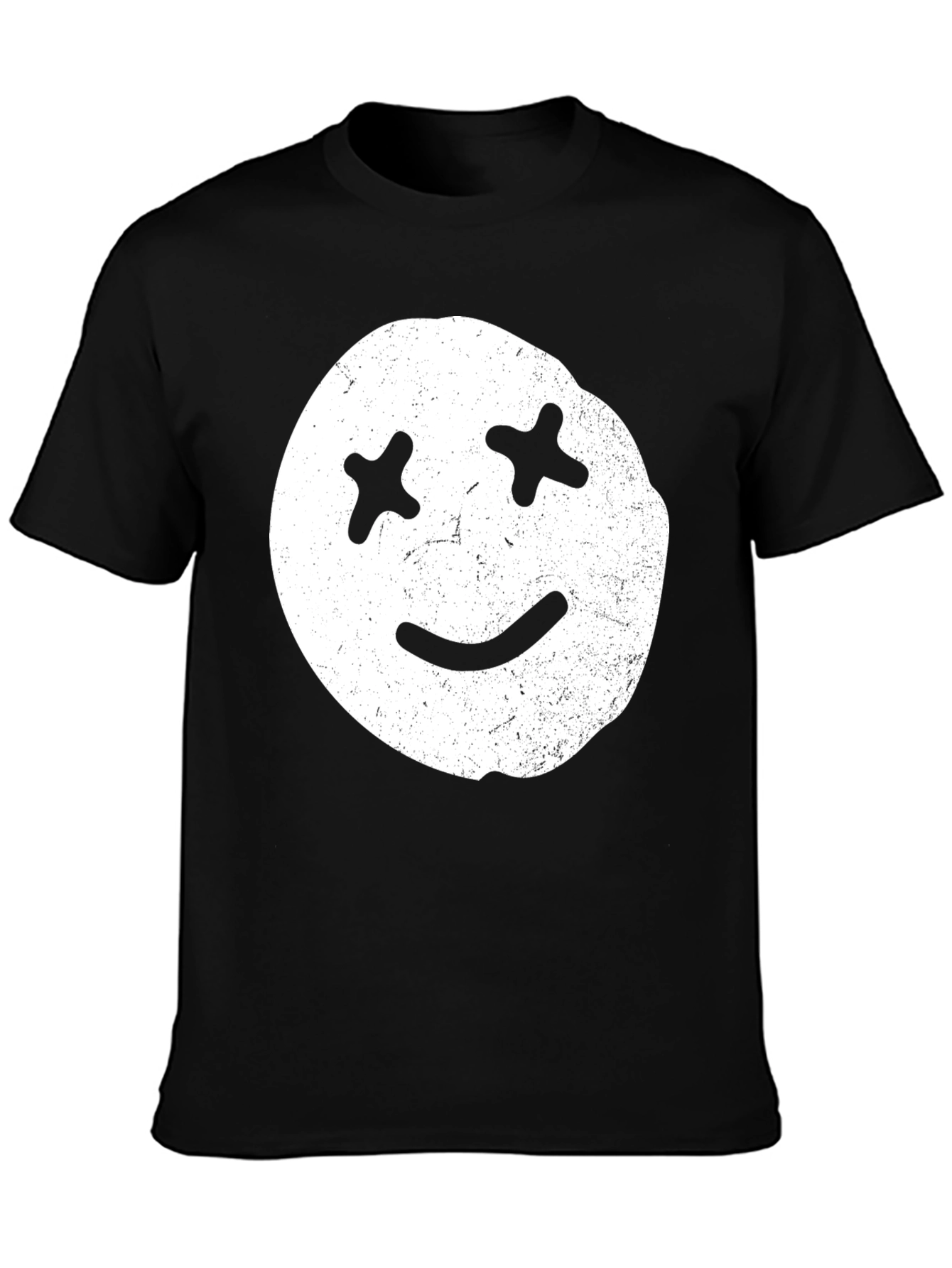 Distressed Smiley Face Graphic Tee - Casual Comfort