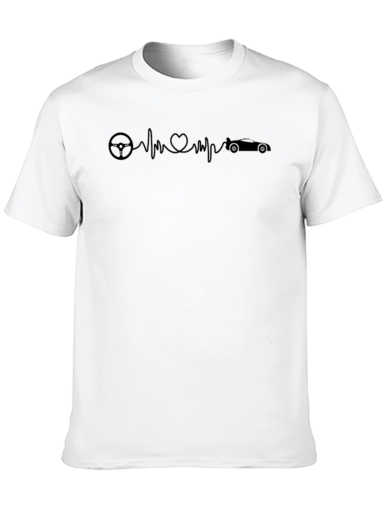 Racing Heartbeat Graphic Tee - Black Cotton T-Shirt