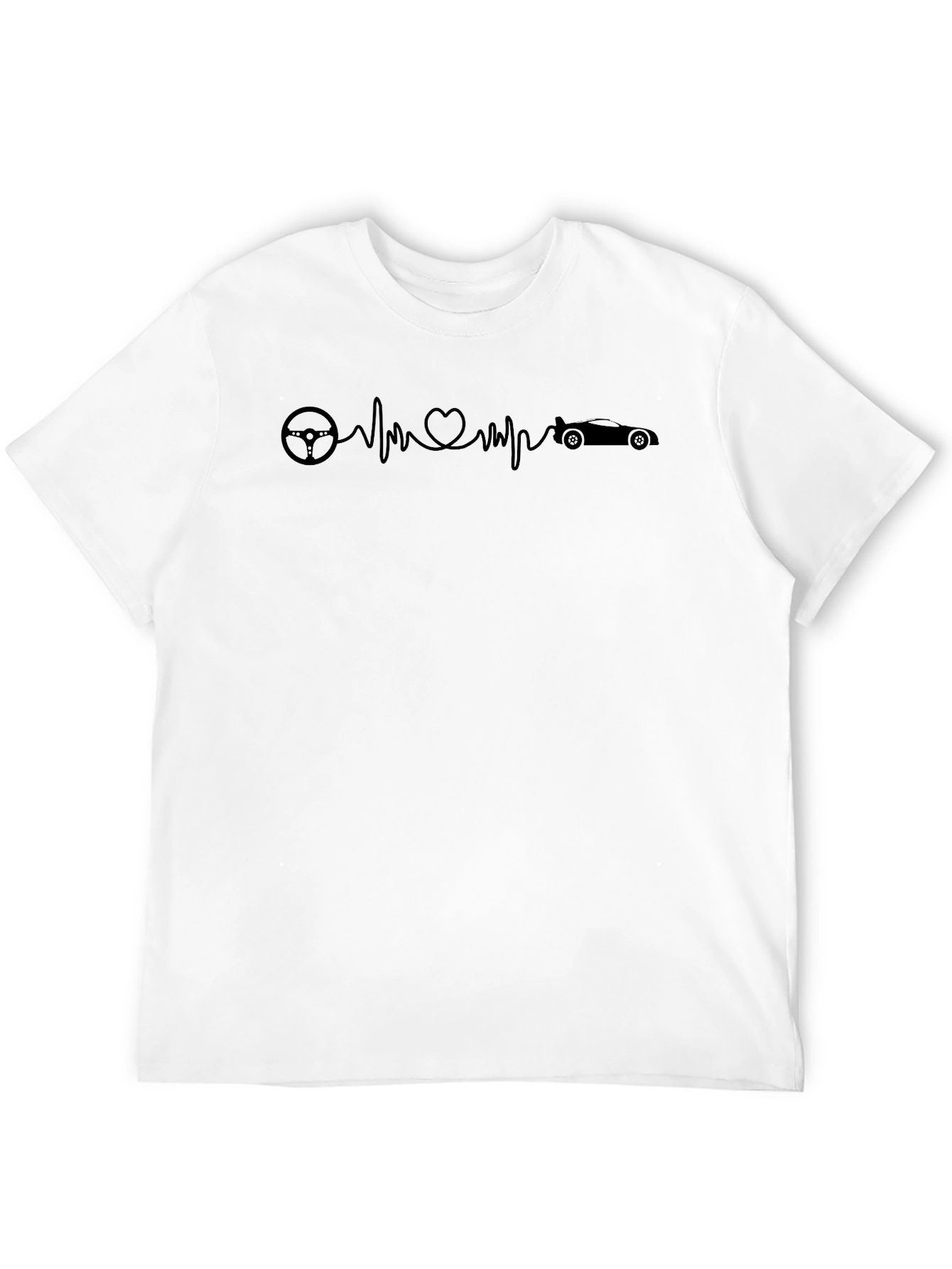 Racing Heartbeat Graphic Tee - Black Cotton T-Shirt