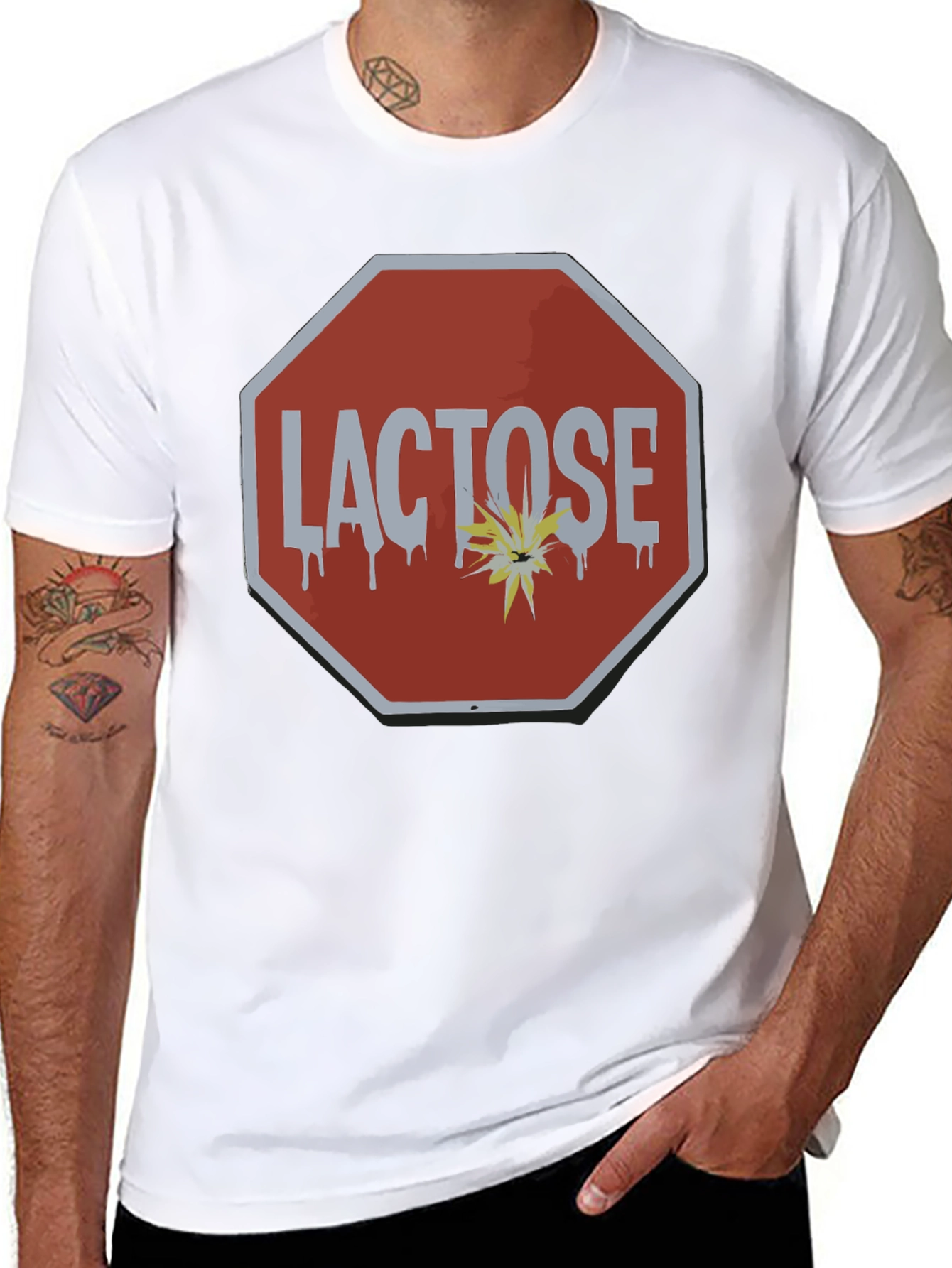 Lactose Intolerance Stop Sign T-Shirt