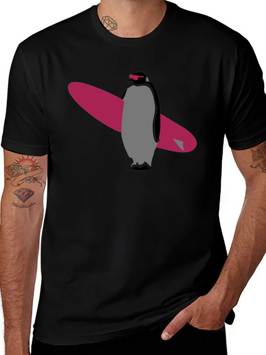 Cool Penguin Surfer Graphic T-Shirt