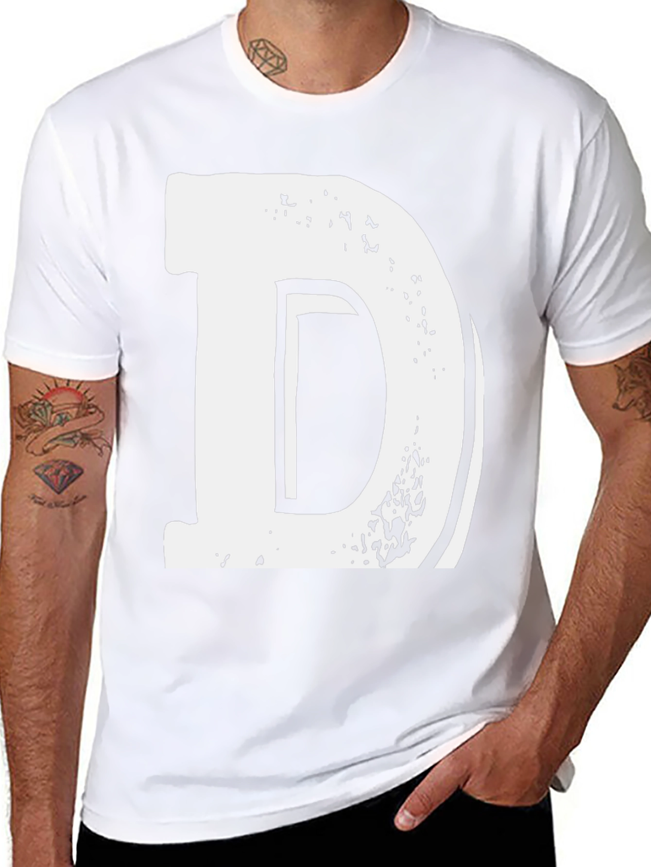 Bold Letter D Graphic Tee - Casual Black T-Shirt