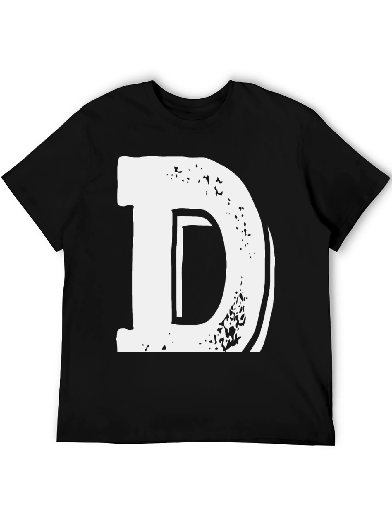 Bold Letter D Graphic Tee - Casual Black T-Shirt