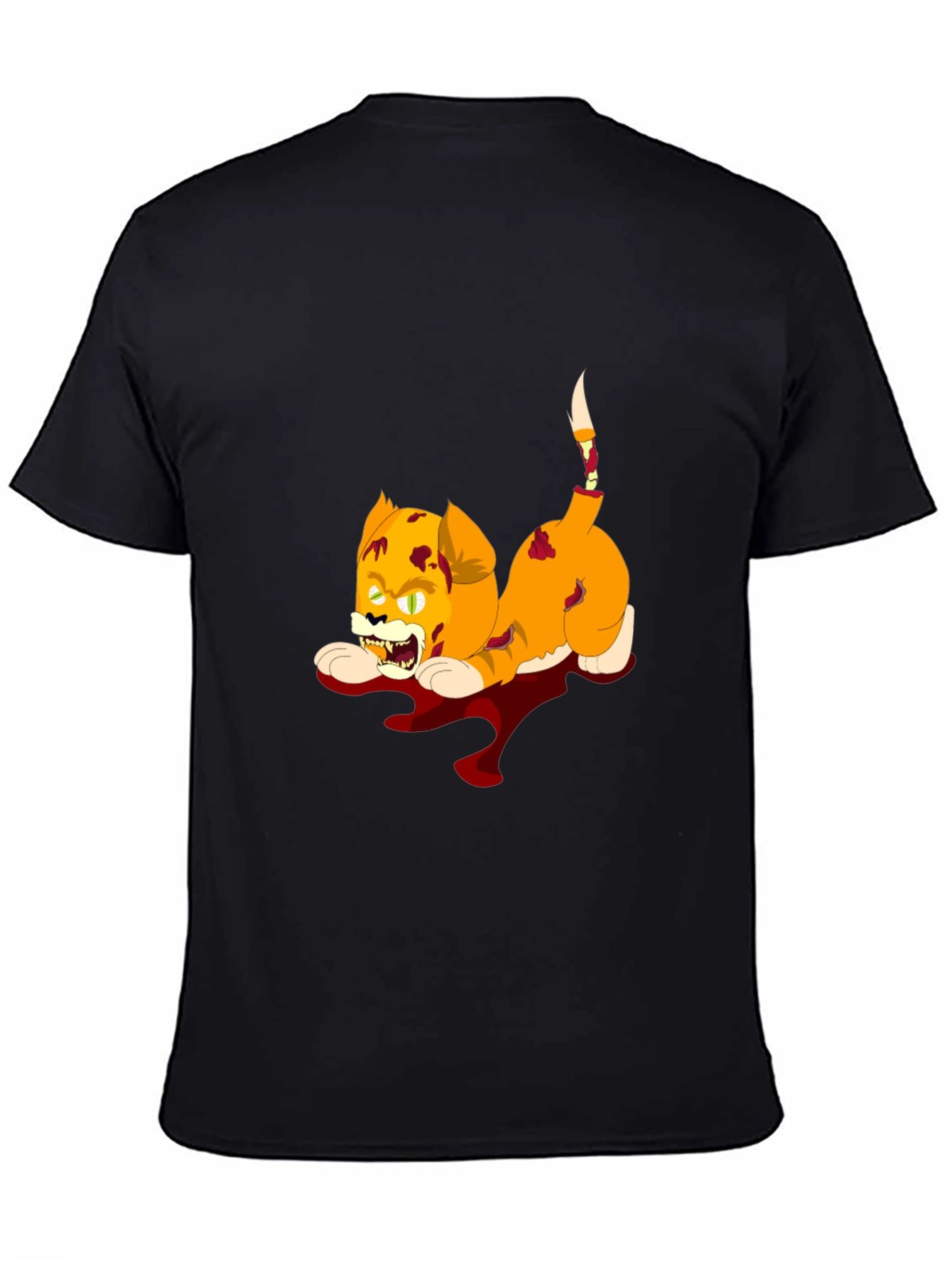 Zombie Cat Graphic Black T-Shirt